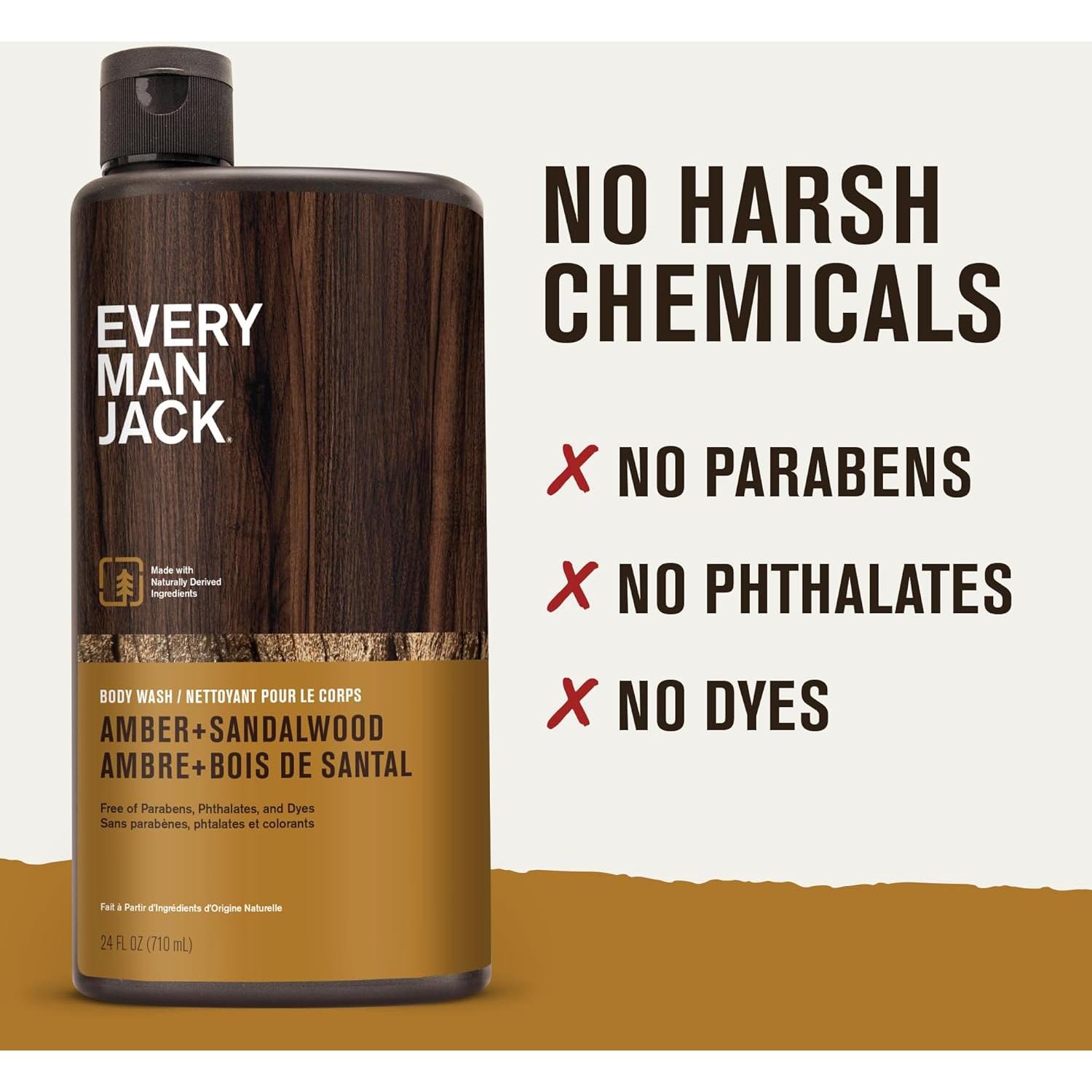 Gel de Ducha Hidratante Every Man Jack Ámbar + Sándalo 2x24oz