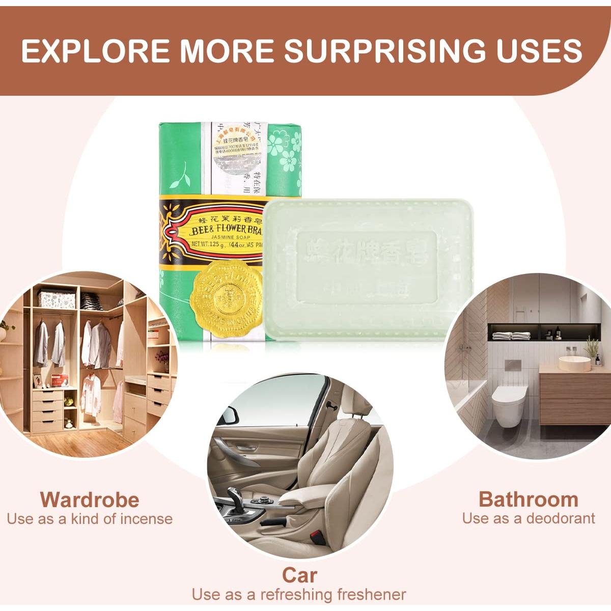 Jabón Hidratante BEE & FLOWER Jazmín 125g - Paquete de 4