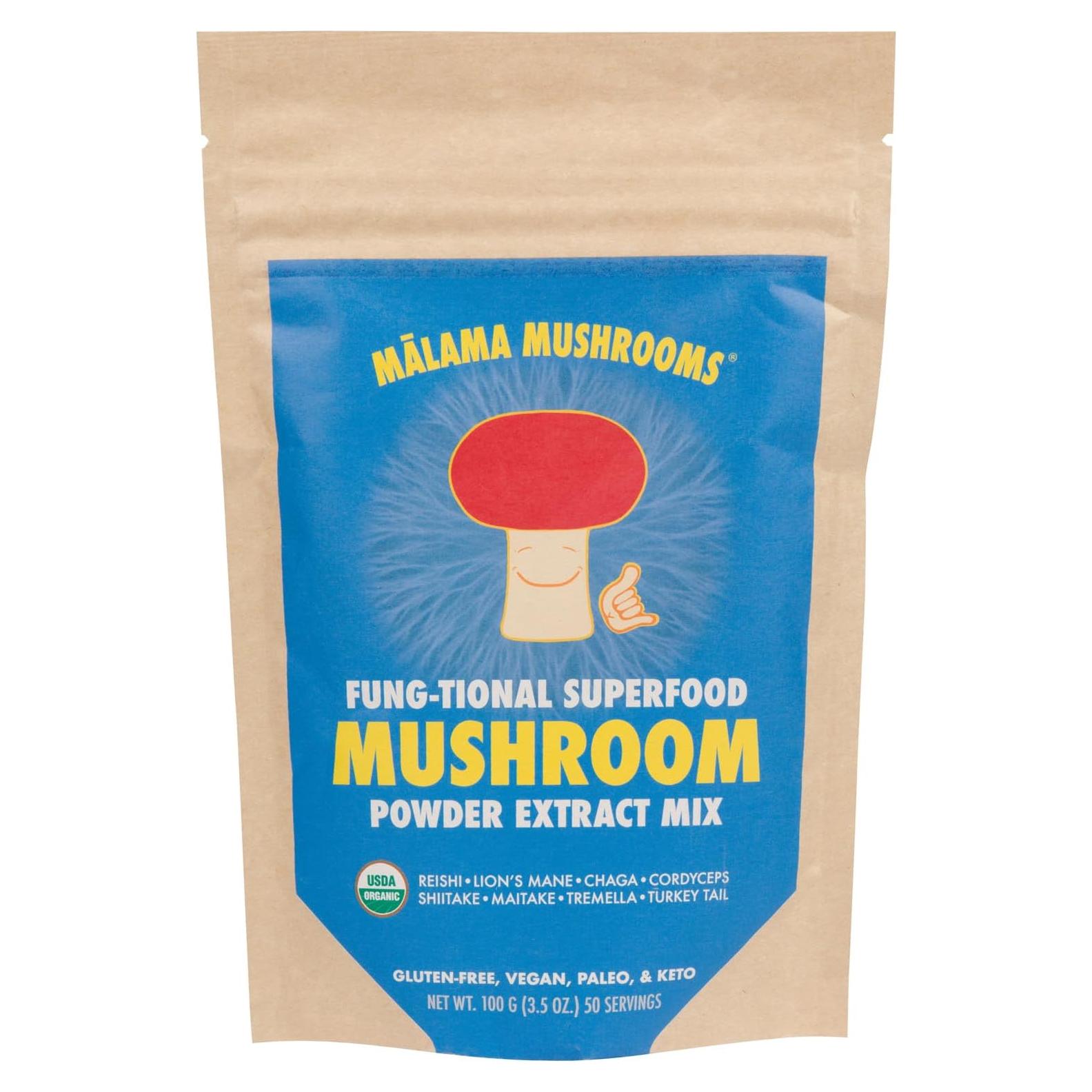 Polvo de 8 Hongos Superalimento Malama 108g - Orgánico