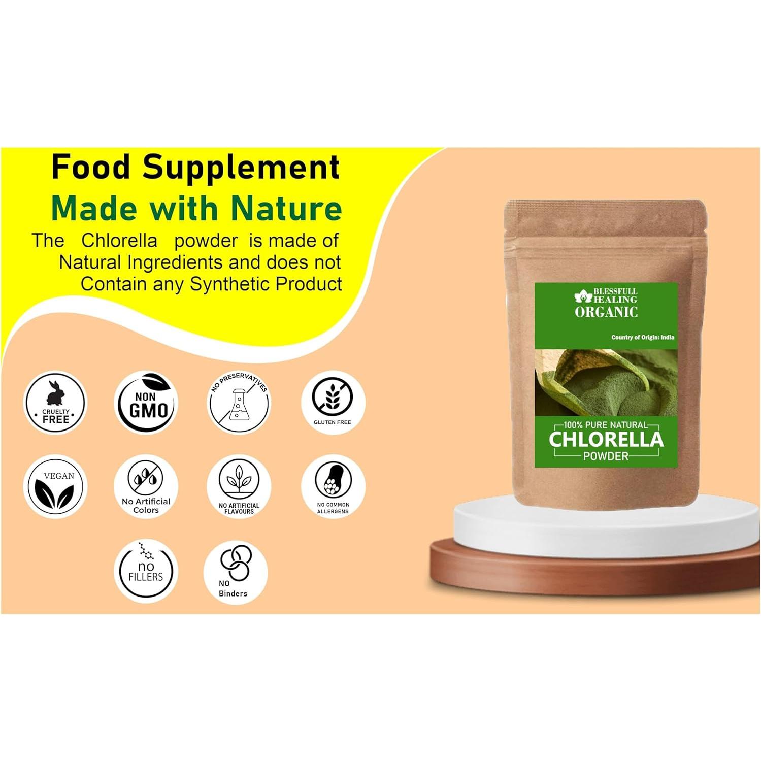 Polvo de Chlorella Orgánica 100% Puro Blessfull Healing 100g