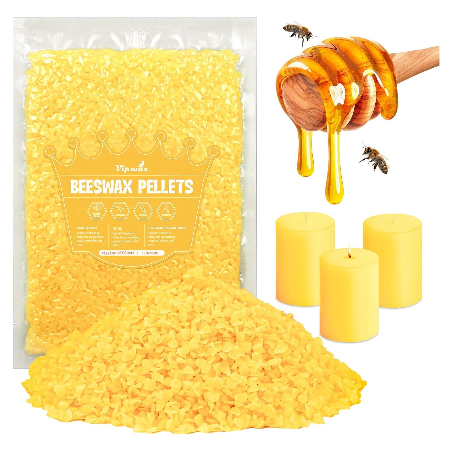 Pellets de Cera de Abeja Orgánica VIPwax 448g Amarilla para Velas
