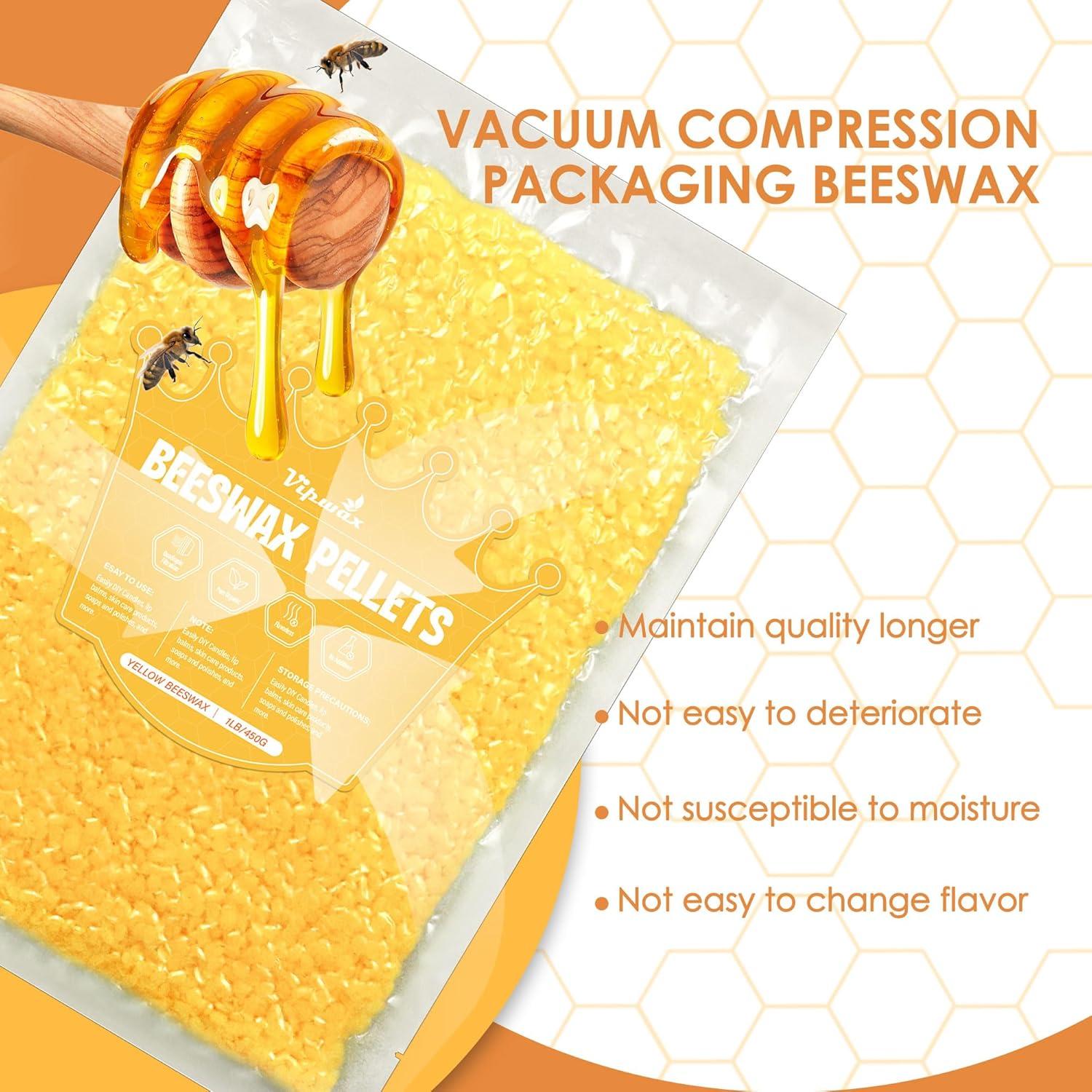 Pellets de Cera de Abeja Orgánica VIPwax 448g Amarilla para Velas