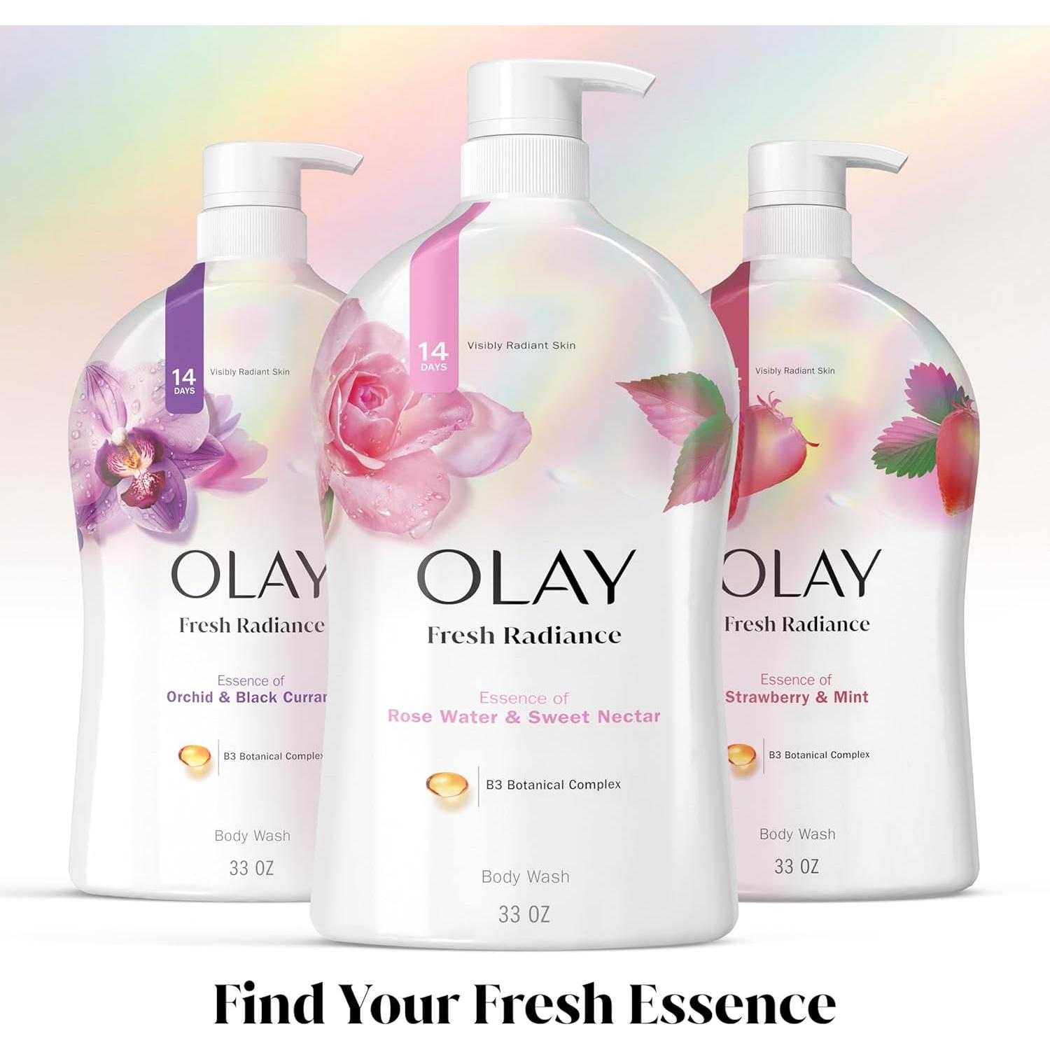 Gel de Ducha Olay 975 ml Paquete de 4 Agua de Rosa y Néctar