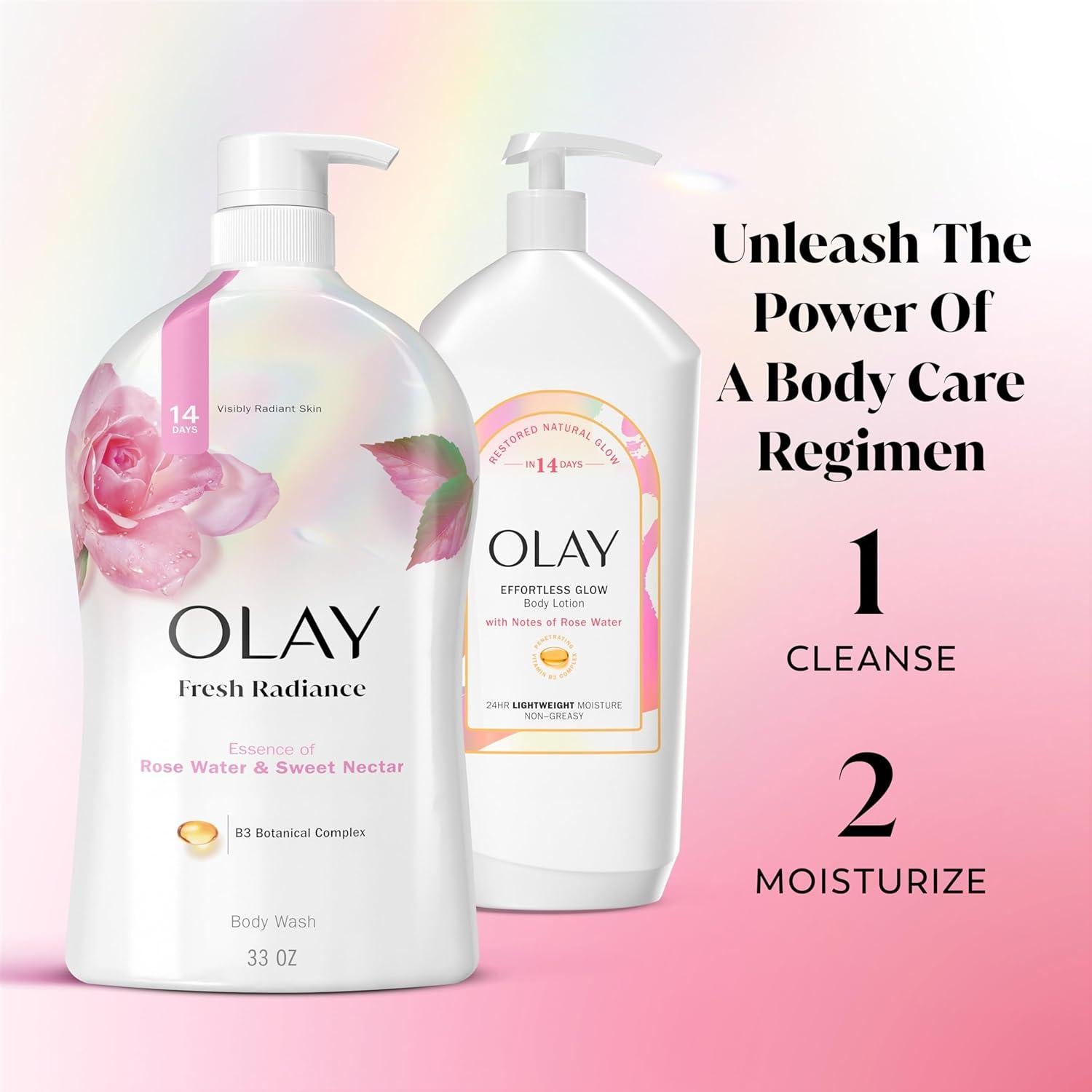 Gel de Ducha Olay 975 ml Paquete de 4 Agua de Rosa y Néctar