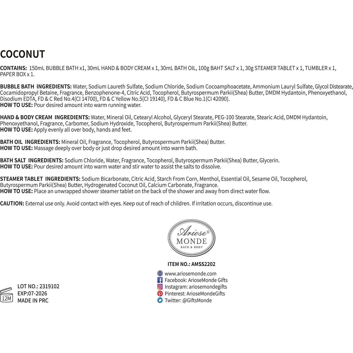 Caja de Regalo de Spa para Mujeres ArioseMonde - 8 Piezas