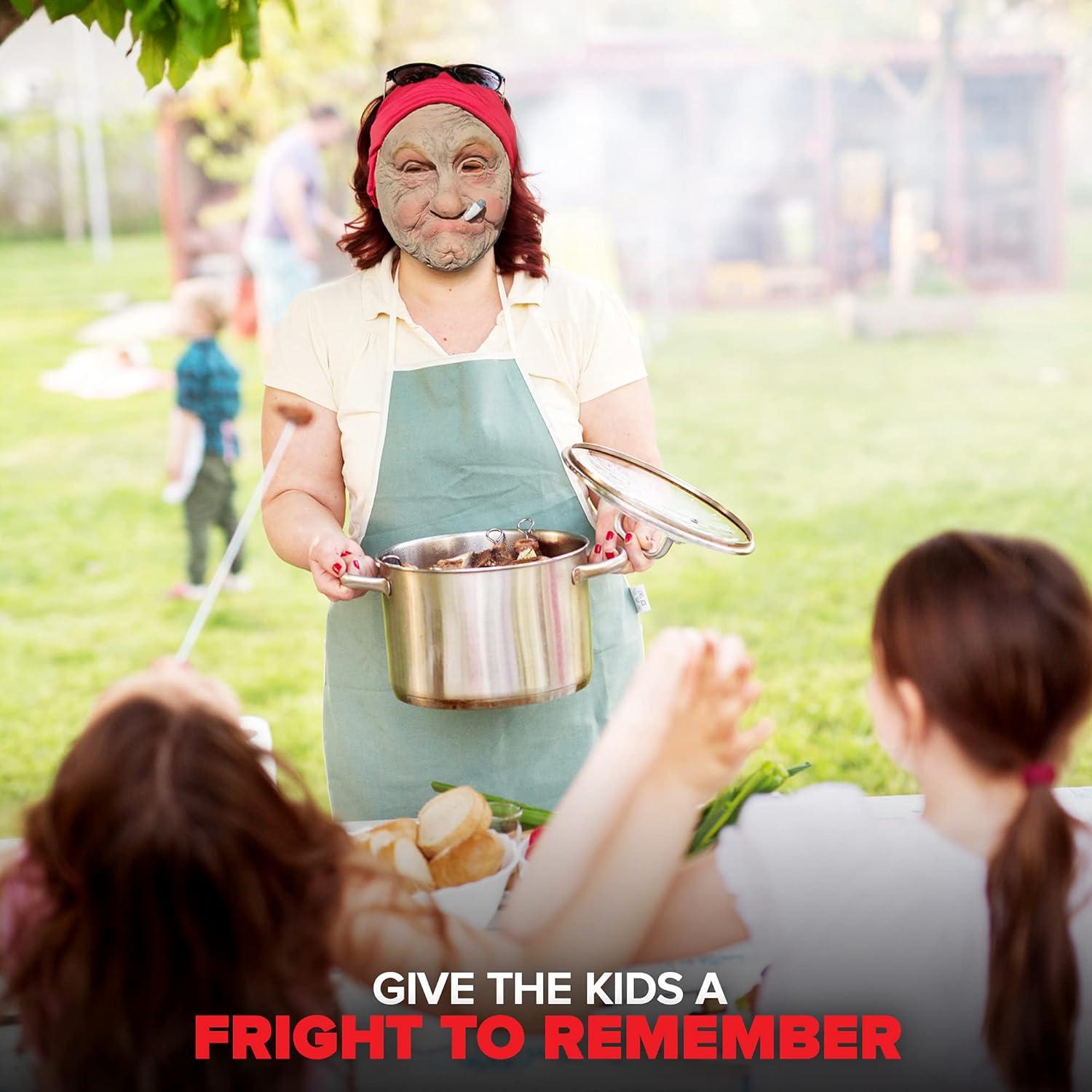 Máscara de látex Vieja Nana con pañuelo para adultos