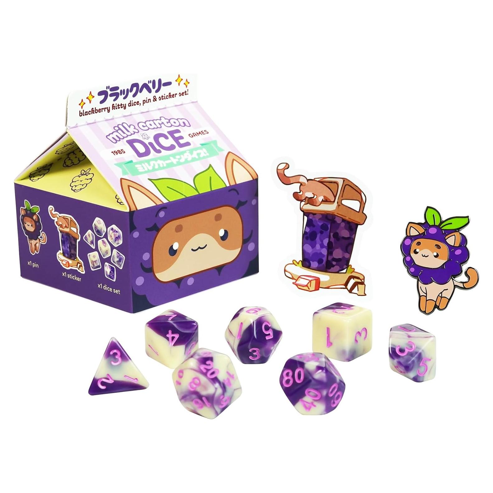 Juego de Dados Kawaii BlackBerry - Dados de Frutas para DND