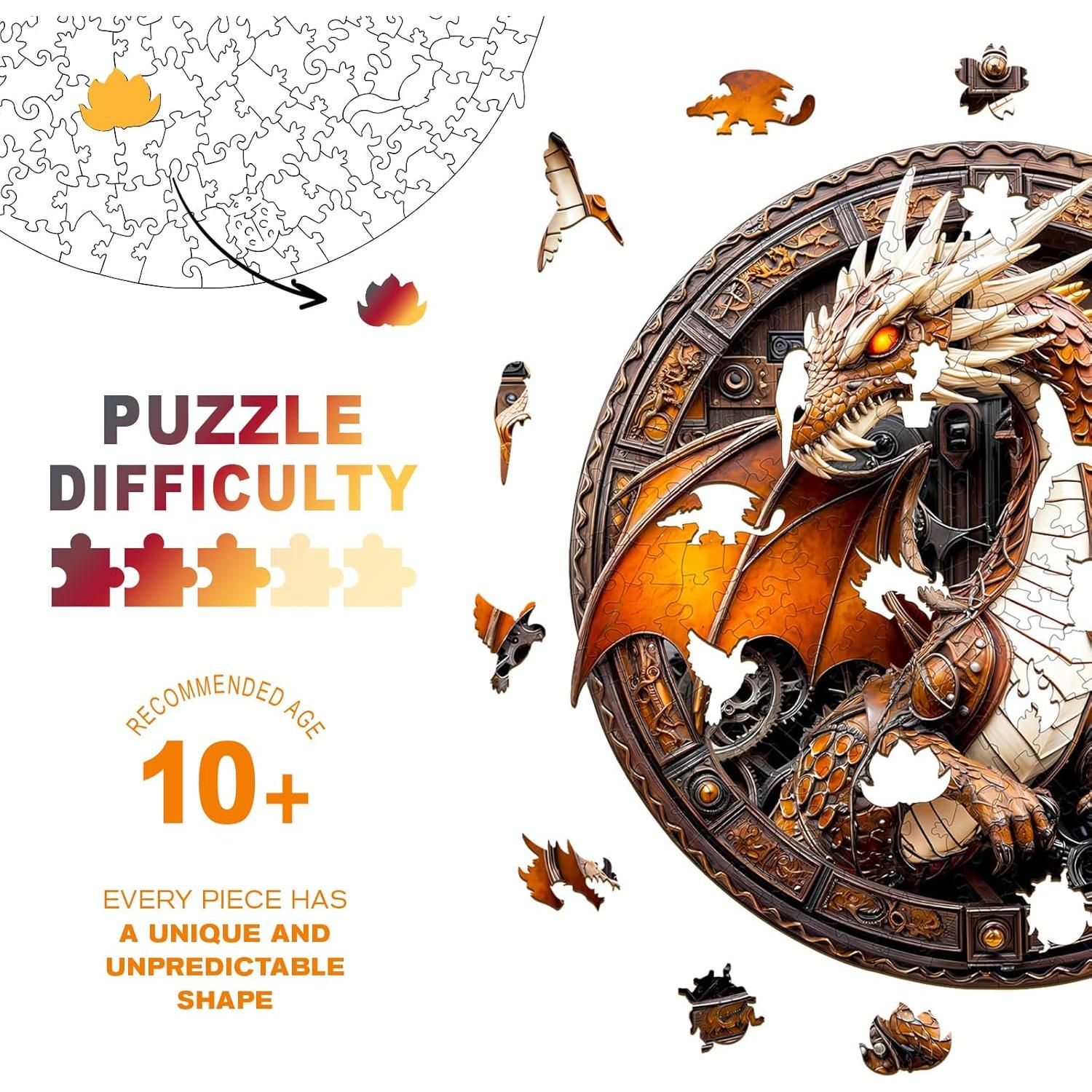 Rompecabezas de Madera Purdicra Dragón Mecánico 100 Piezas 21.6cm