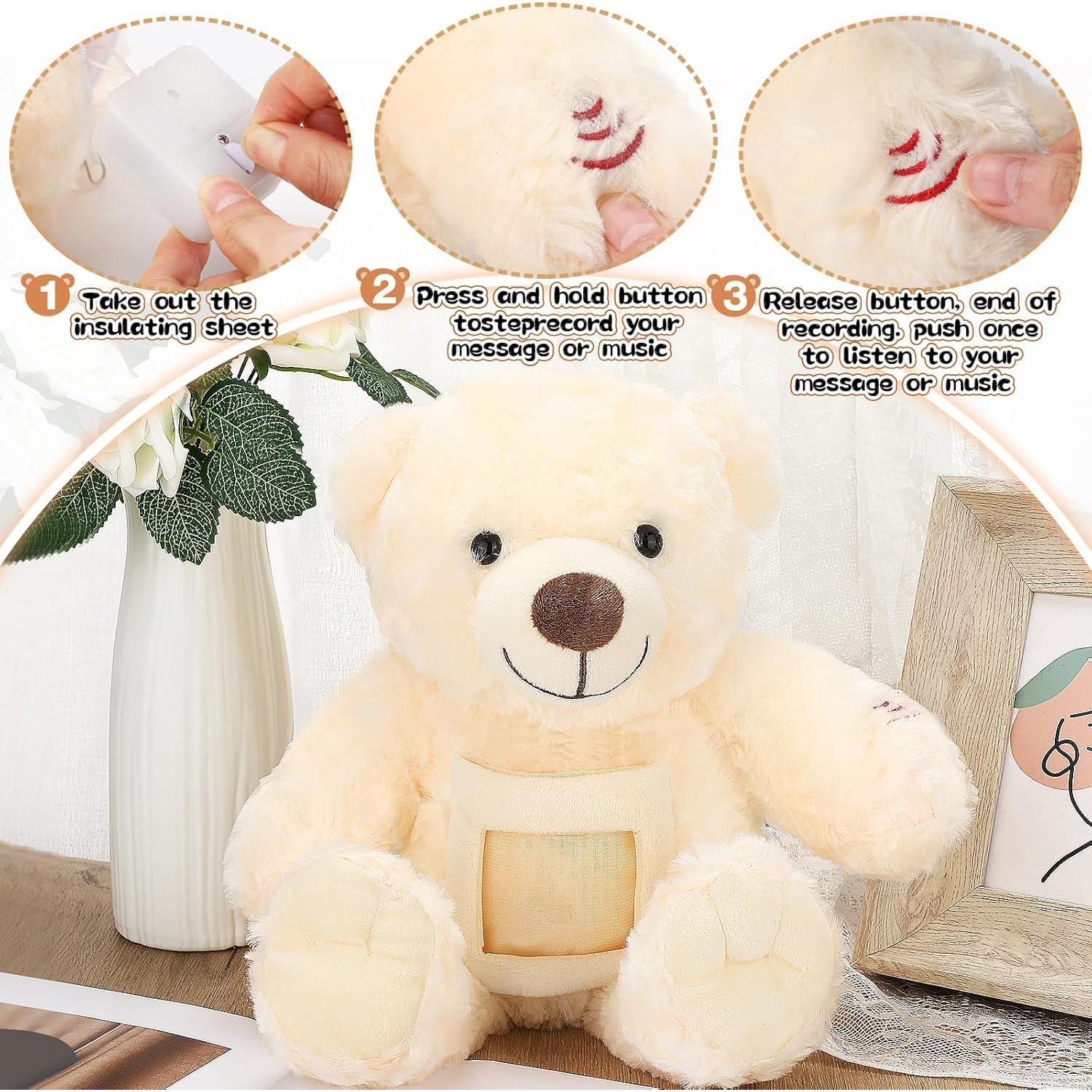 Oso de Peluche Grabable Leyndo 45.72 cm Beige con Marco