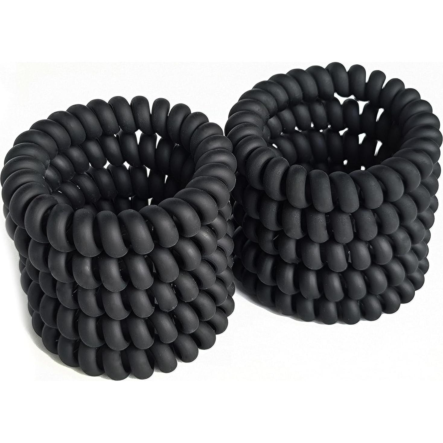 20 Gomas de Pelo Espirales Leenchiry - Negro Mate, Sin Daño