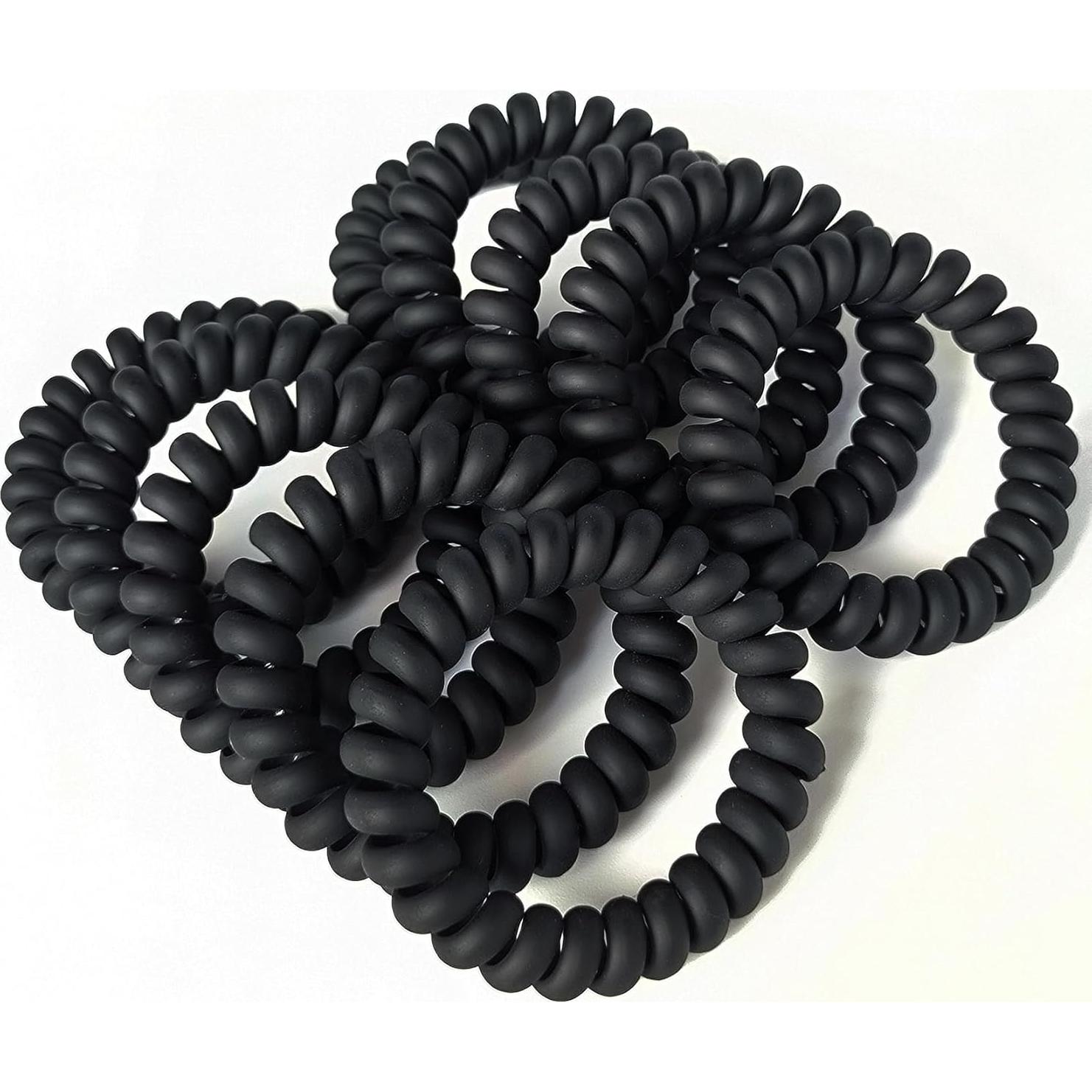 20 Gomas de Pelo Espirales Leenchiry - Negro Mate, Sin Daño