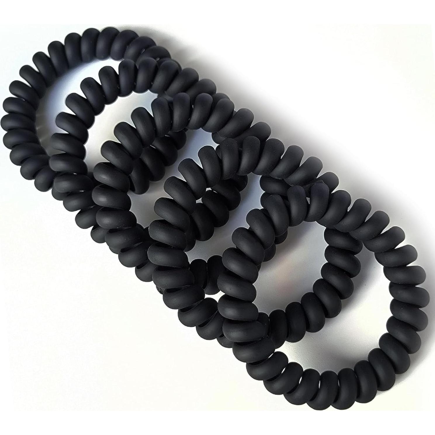 20 Gomas de Pelo Espirales Leenchiry - Negro Mate, Sin Daño