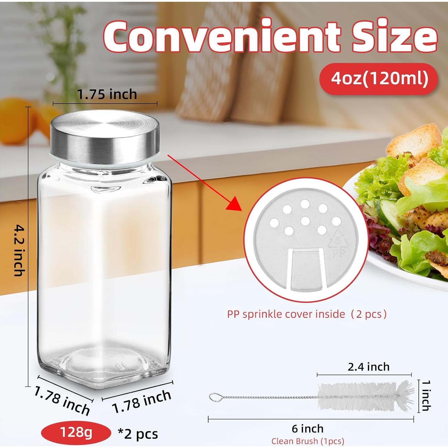 Set de 2 Tarros de Especias de Vidrio 4oz eispap con Tapas Dosificadoras