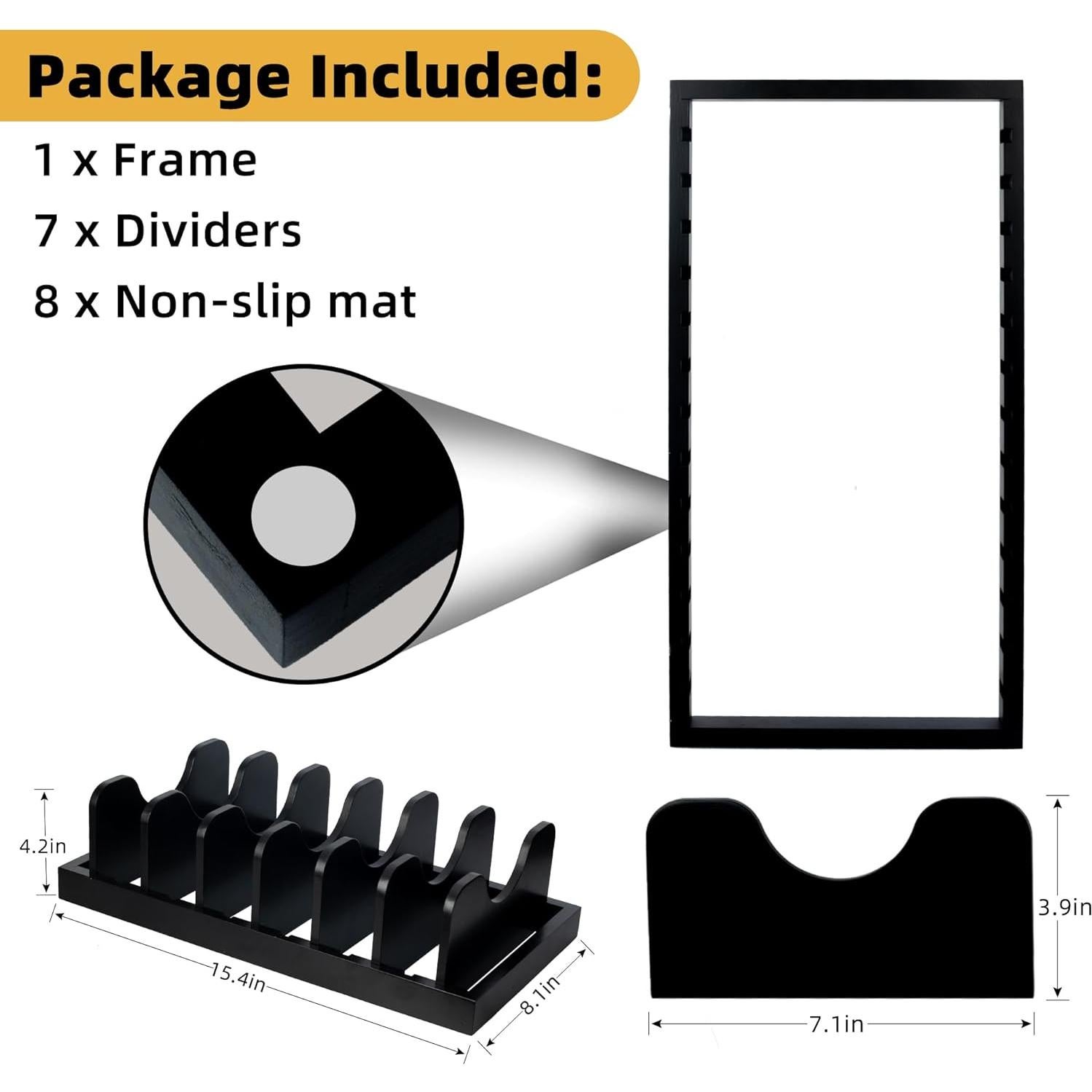 Organizador de Tapas de Olla MinBoo, Madera de Acacia, Negro