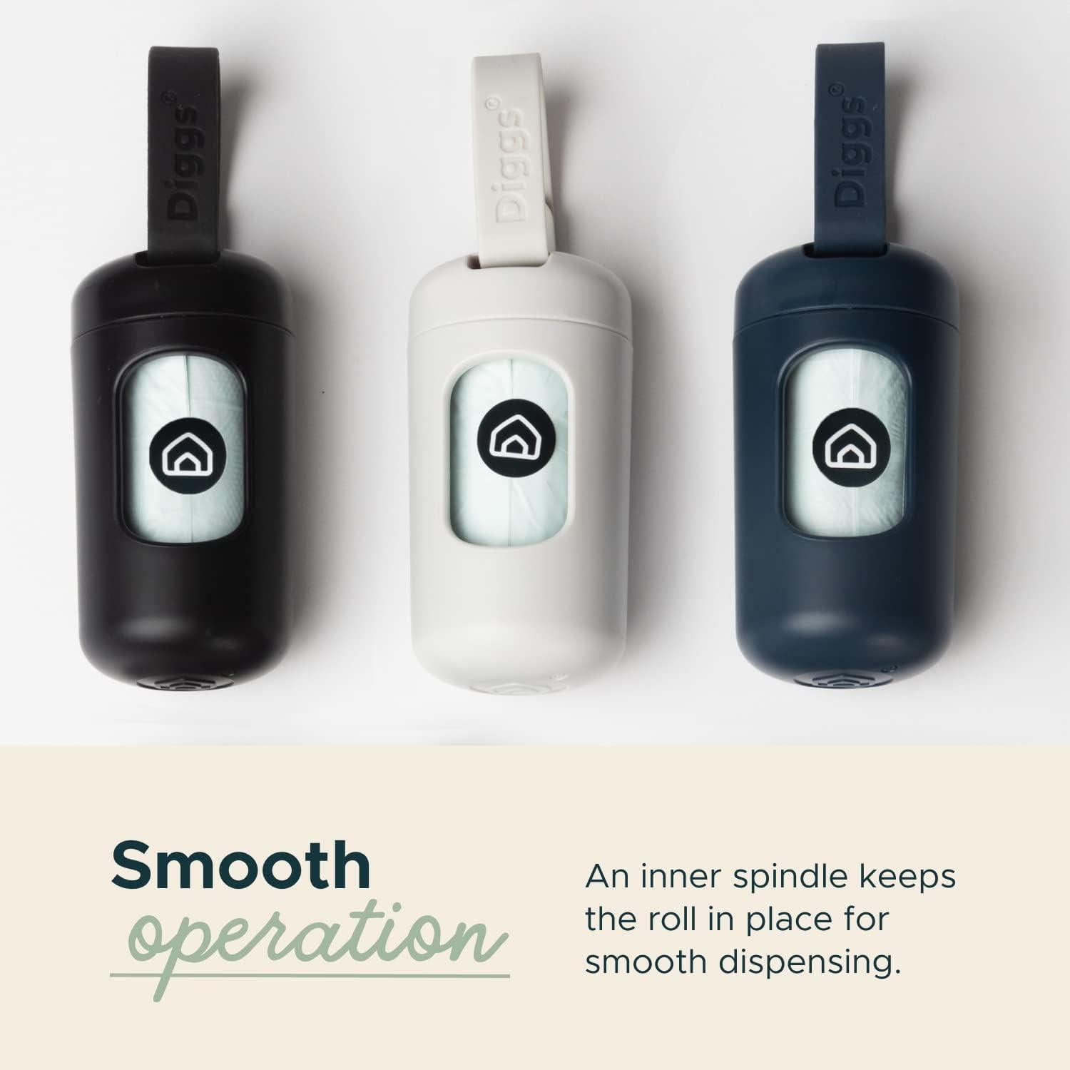 Dispensador de Bolsas de Excremento para Perros Diggs Gris - Incluye Bolsas y Soporte Fácil