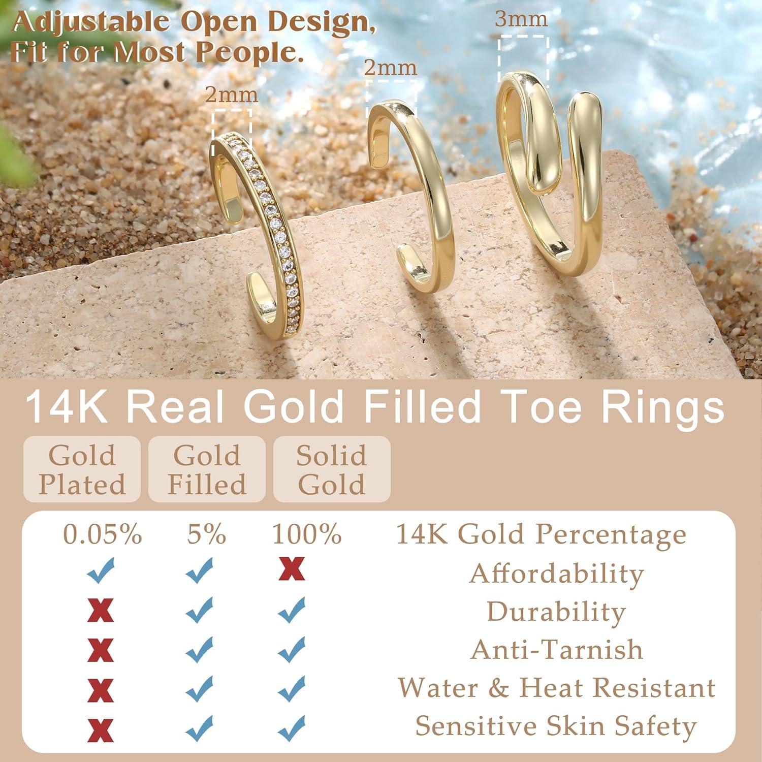 Conjunto de Anillos para Dedos de los Pies Oro 14K MILACOLATO