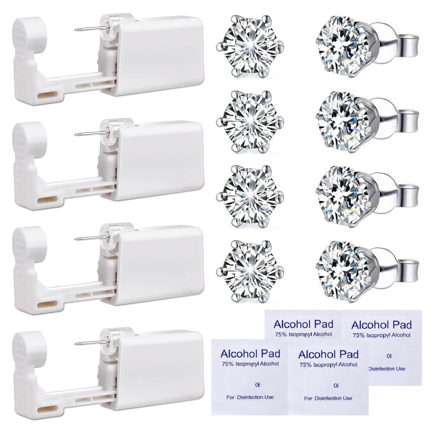 Kit de perforación de orejas desechable ZC con aretes de zirconia