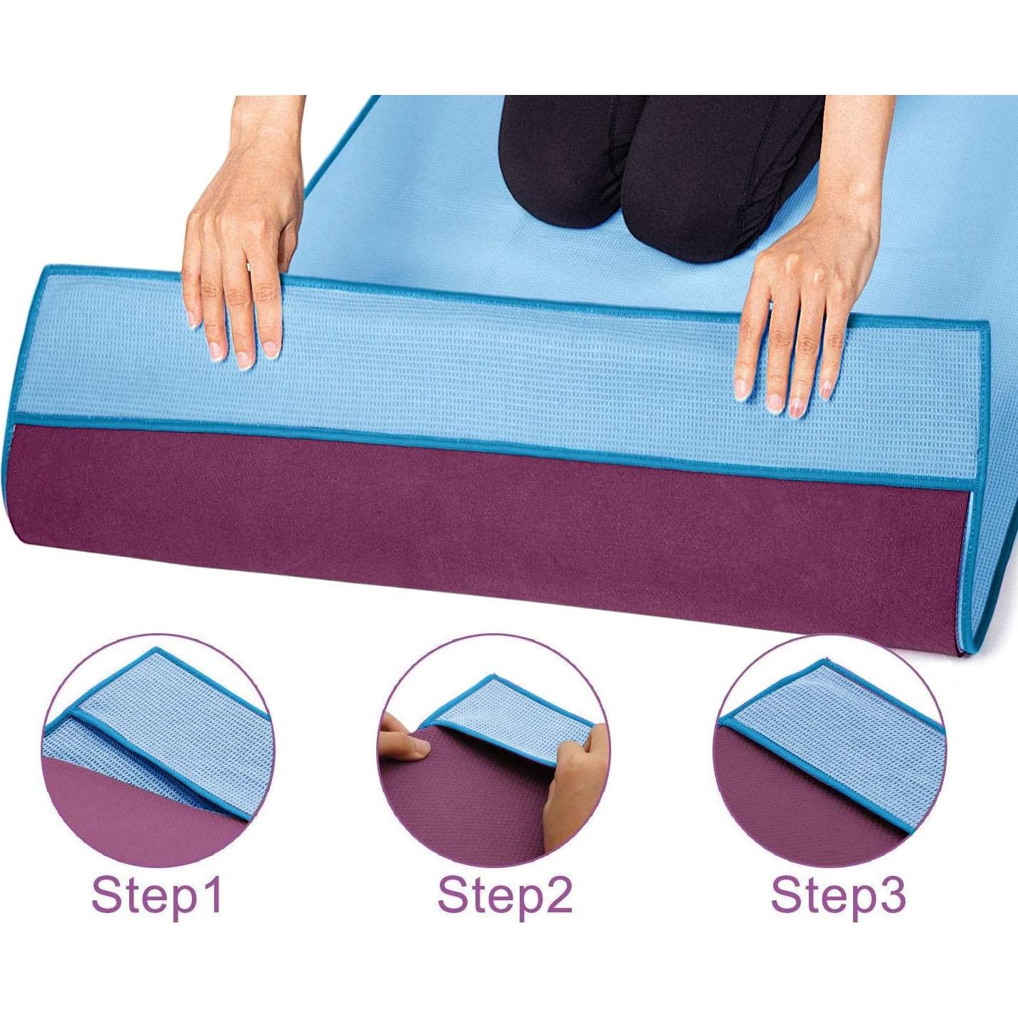 Toalla de Yoga Heathyoga Antideslizante 183x66cm Microfibra Azul