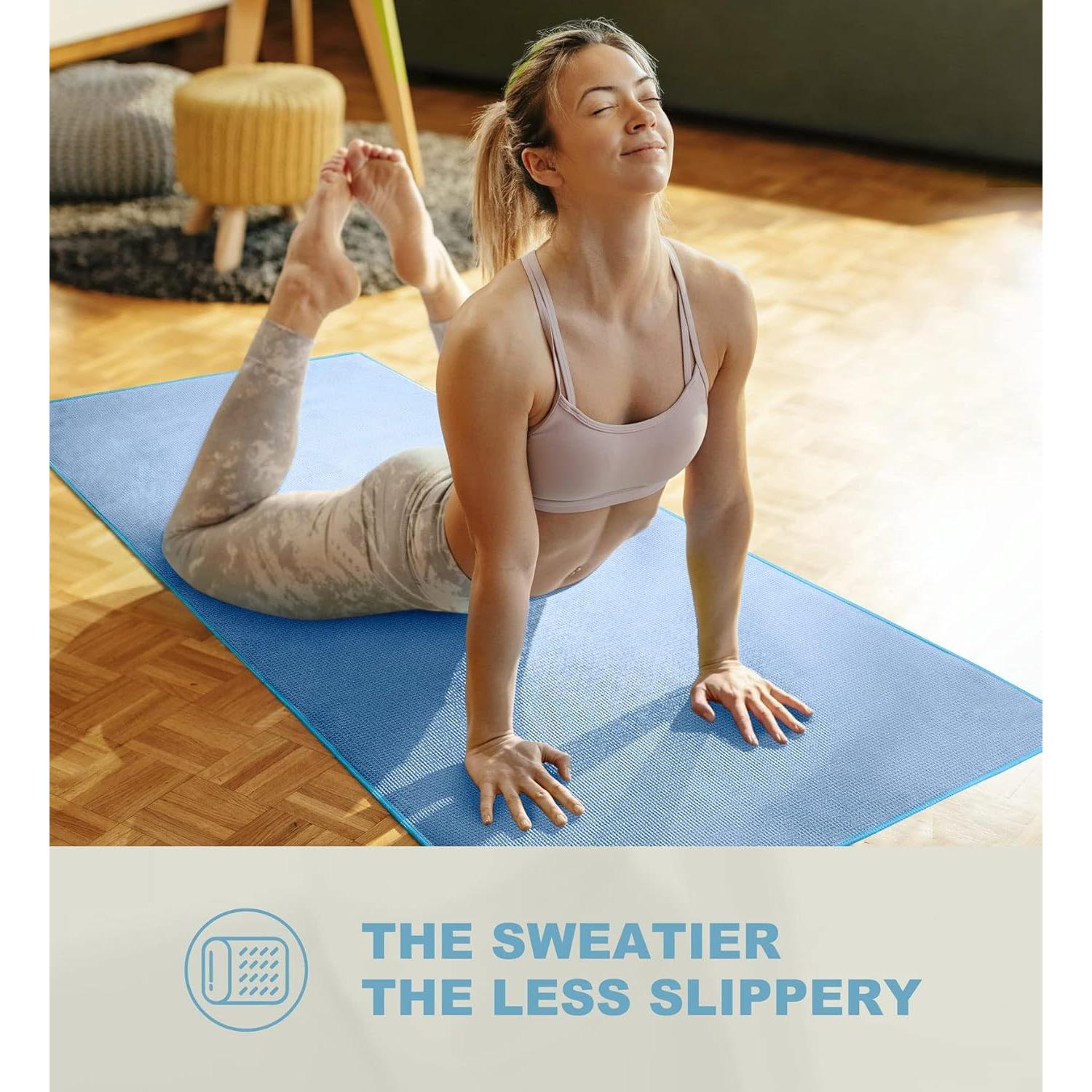 Toalla de Yoga Heathyoga Antideslizante 183x66cm Microfibra Azul