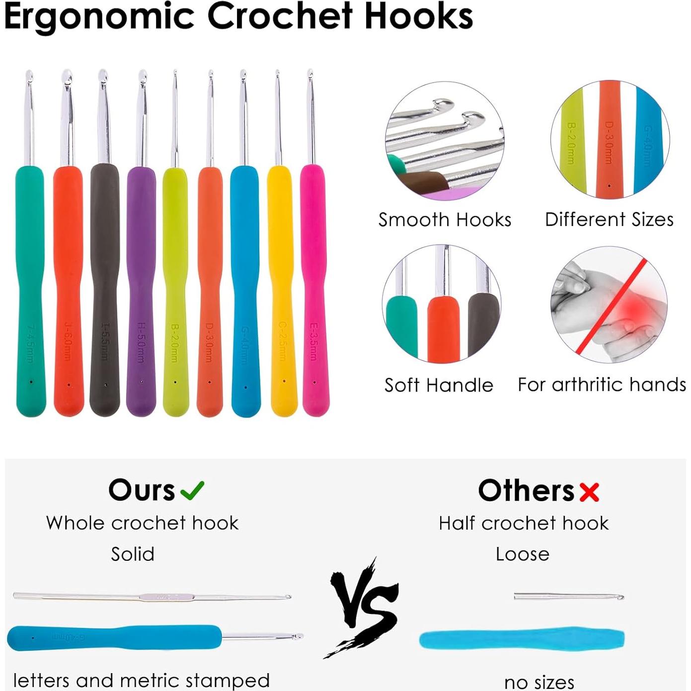 Juego de Ganchillos MYBAGZING 82 Piezas con Estuche Ergonómico