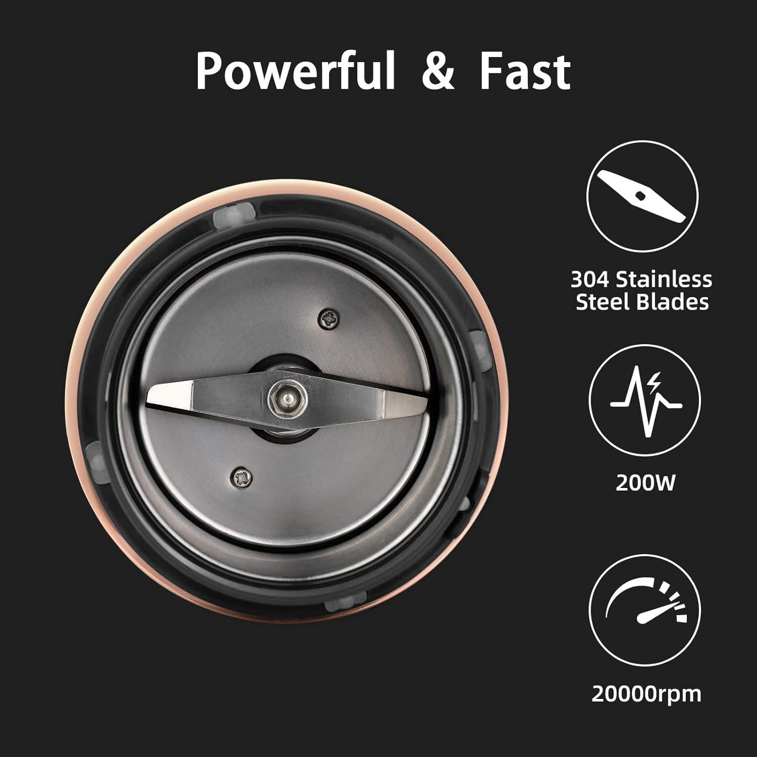 Molino de Café Eléctrico Puloya 200W 79.4g Negro