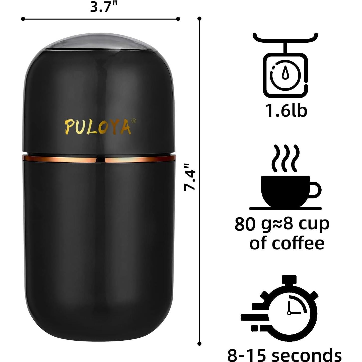 Molino de Café Eléctrico Puloya 200W 79.4g Negro