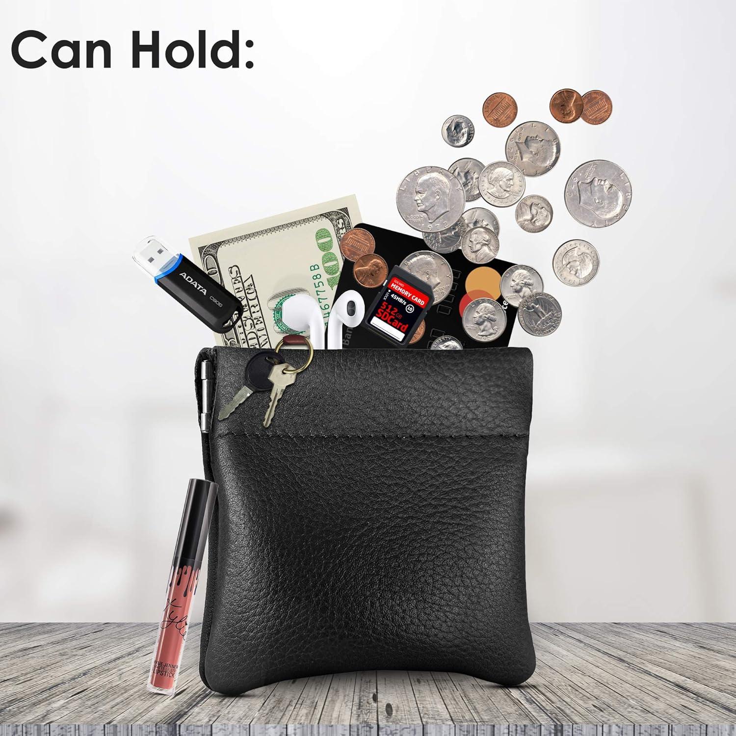 Monedero de Cuero Nabob Squeeze Pouch Negro 8.89x8.89 cm