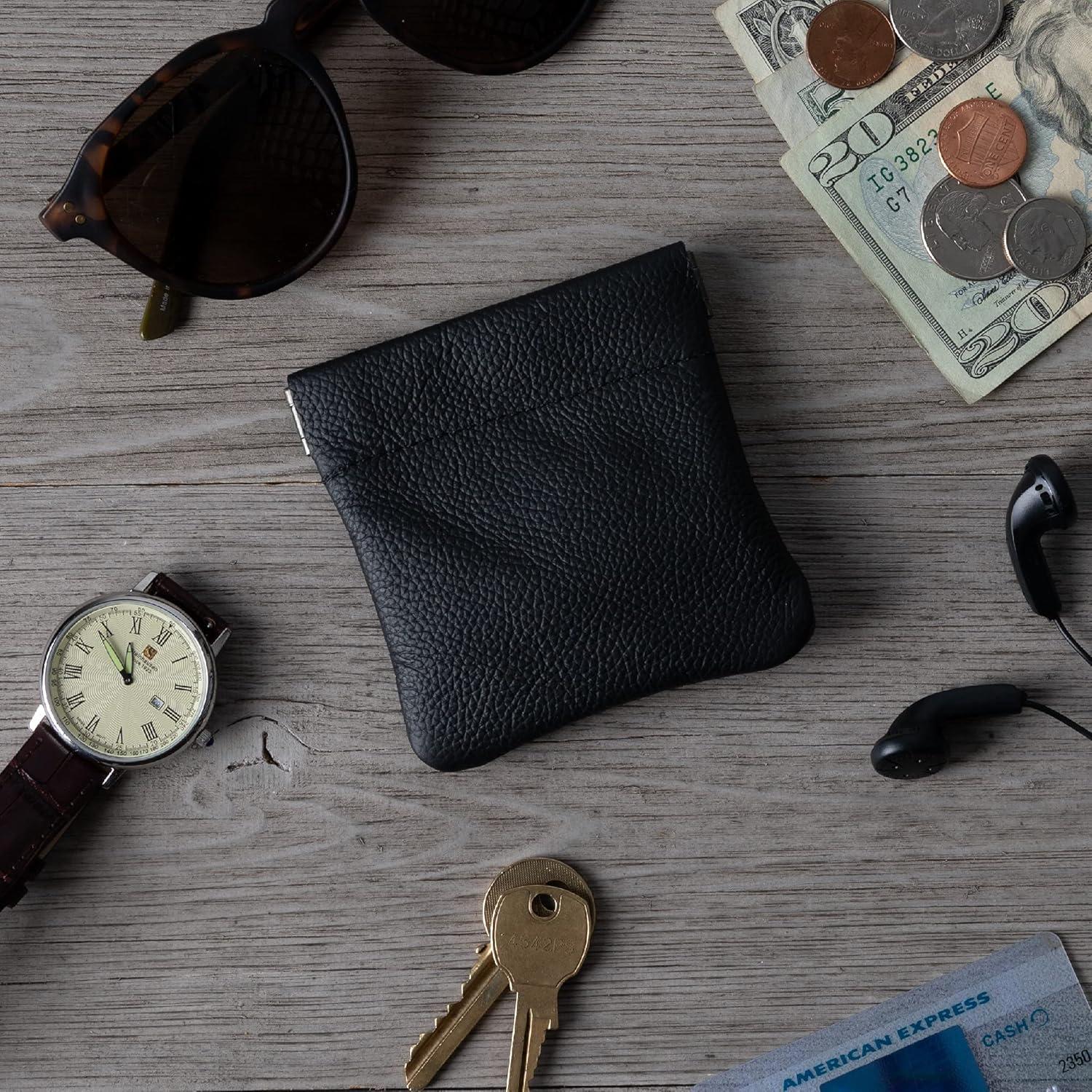 Monedero de Cuero Nabob Squeeze Pouch Negro 8.89x8.89 cm