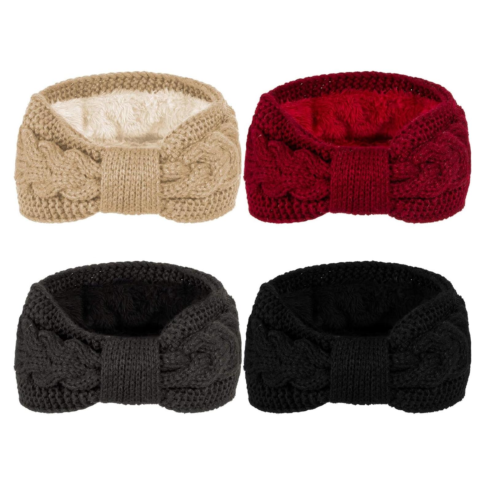 Paquete de 4 Diademas de Invierno Tejidas Whaline - Colores Variados