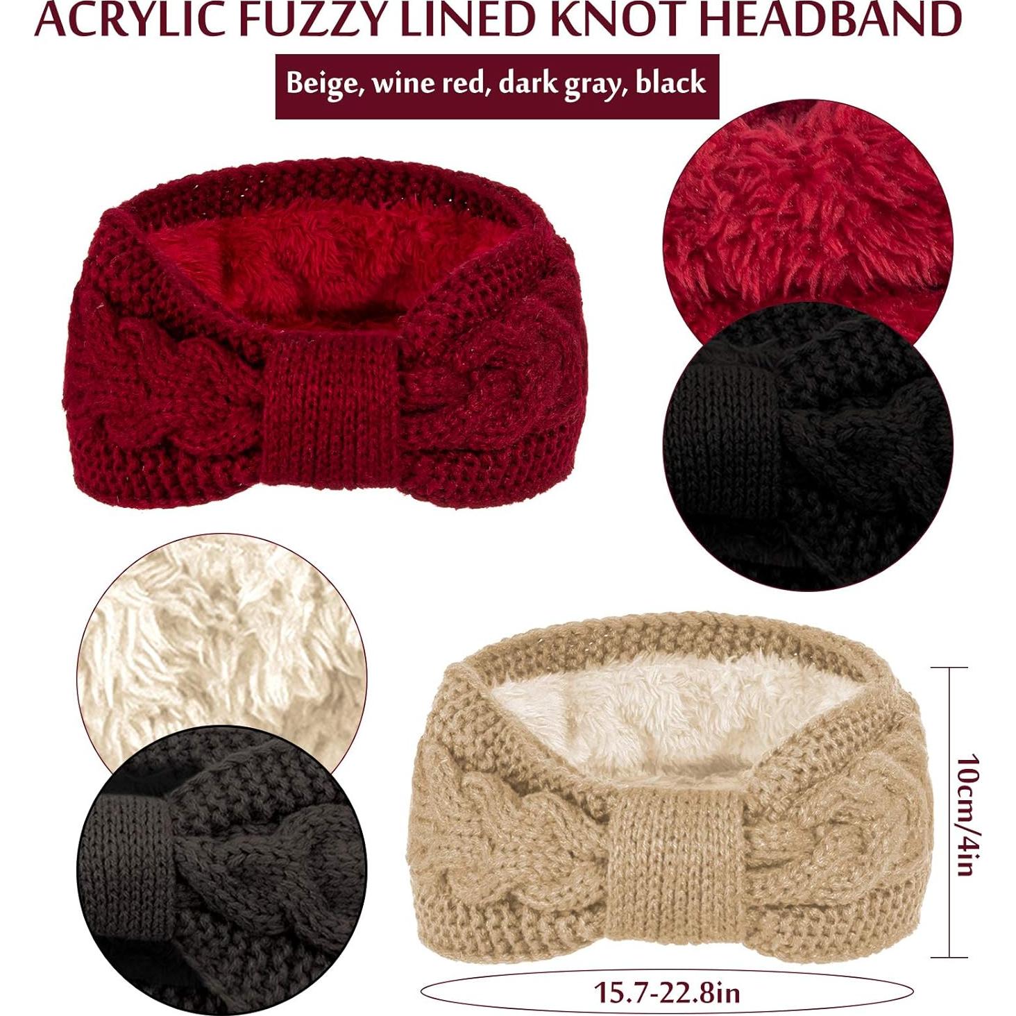 Paquete de 4 Diademas de Invierno Tejidas Whaline - Colores Variados