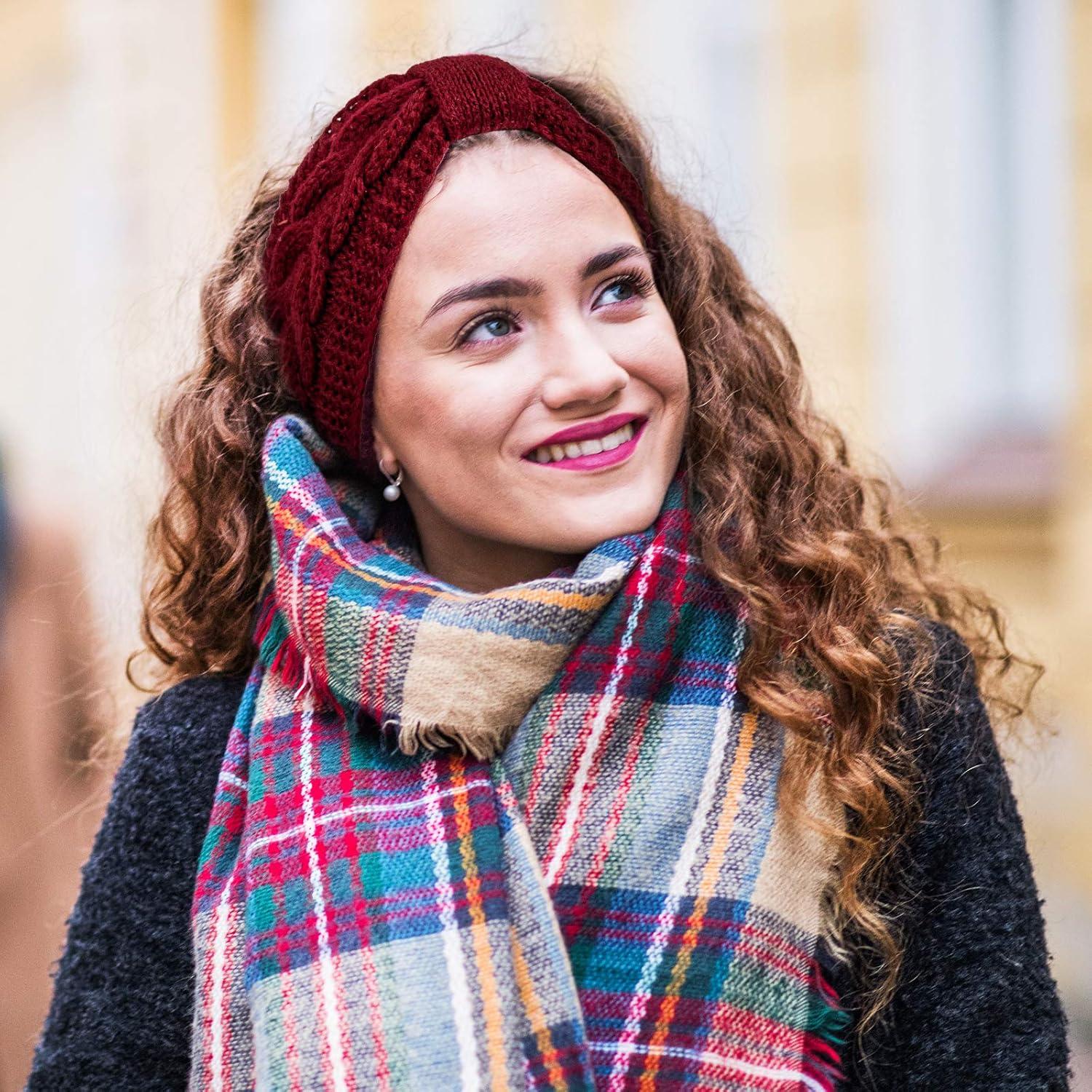 Paquete de 4 Diademas de Invierno Tejidas Whaline - Colores Variados