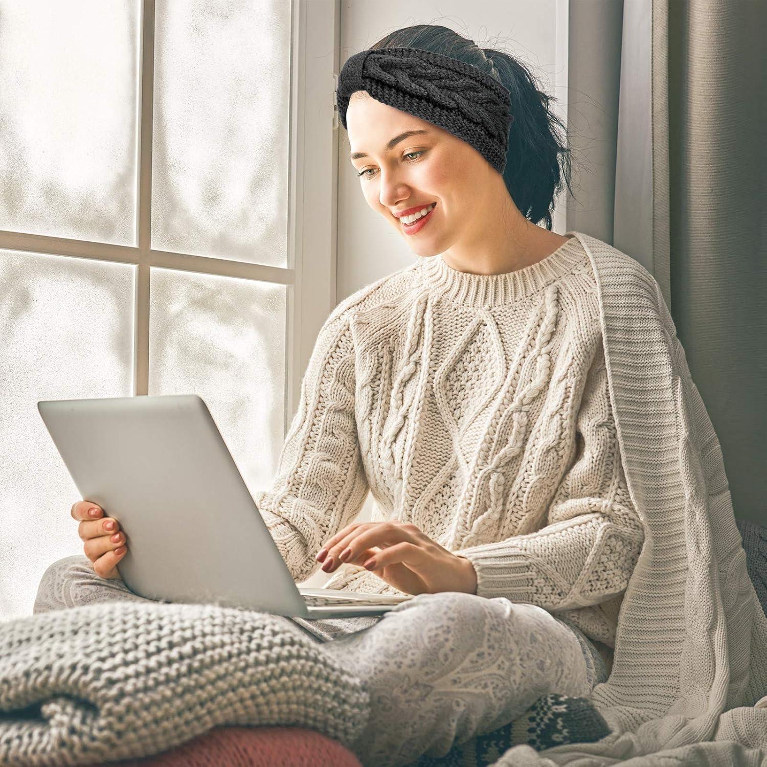 Paquete de 4 Diademas de Invierno Tejidas Whaline - Colores Variados