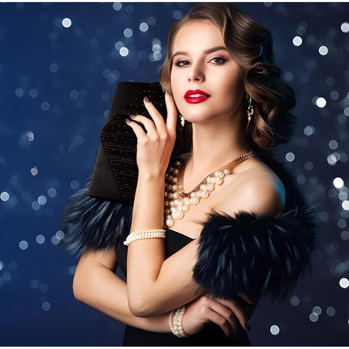 Bolso de Noche Formal BBjinronjy para Mujeres - Rhinestone Negro