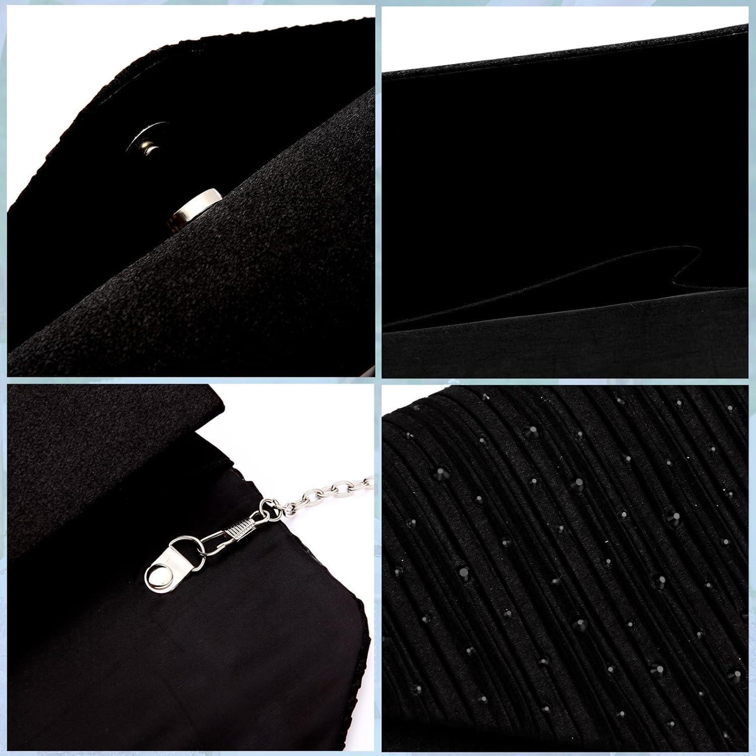 Bolso de Noche Formal BBjinronjy para Mujeres - Rhinestone Negro