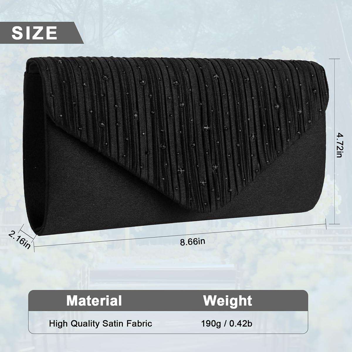 Bolso de Noche Formal BBjinronjy para Mujeres - Rhinestone Negro