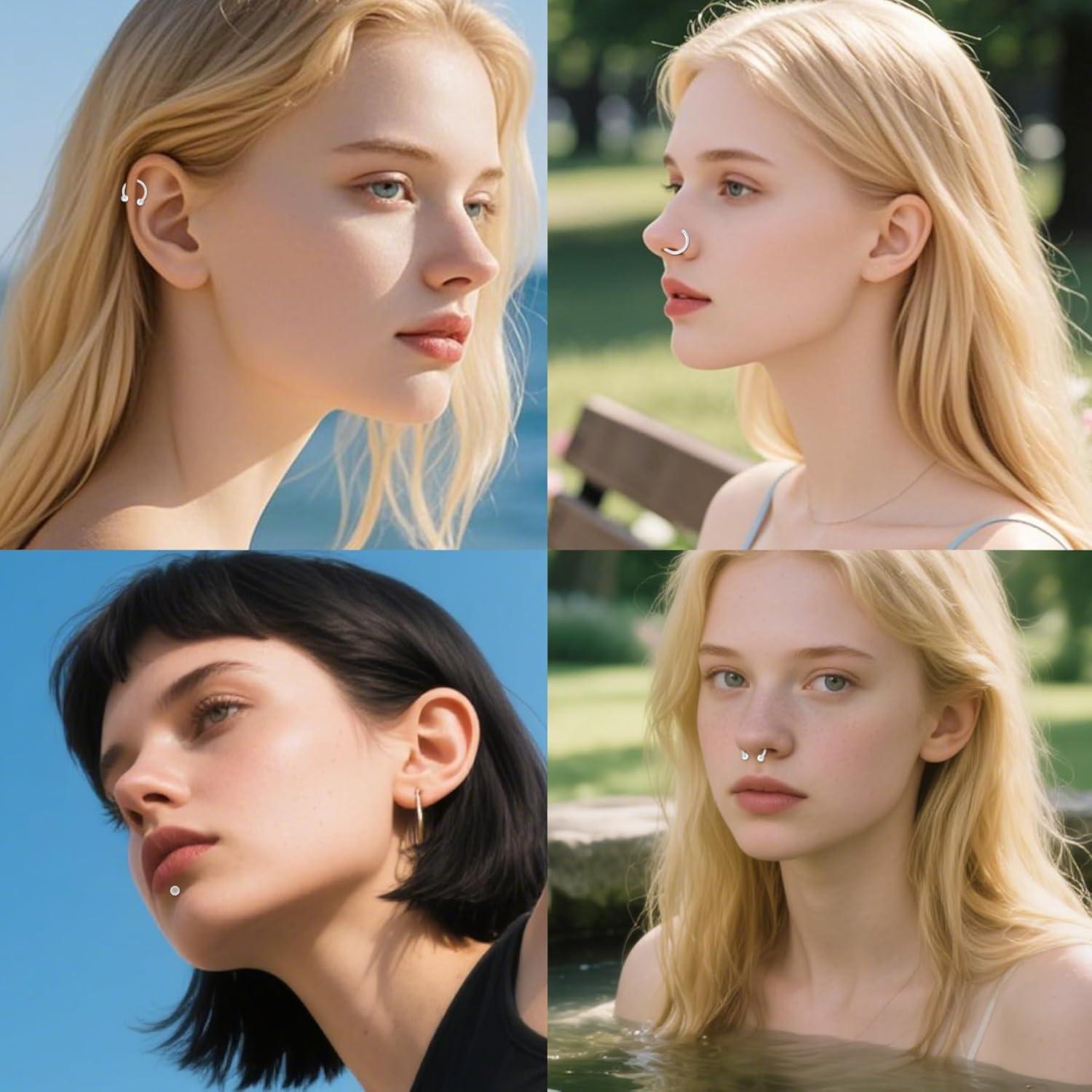 D.Bella 24 Piezas Retenedores de Piercing 16G Bioflex Transparentes