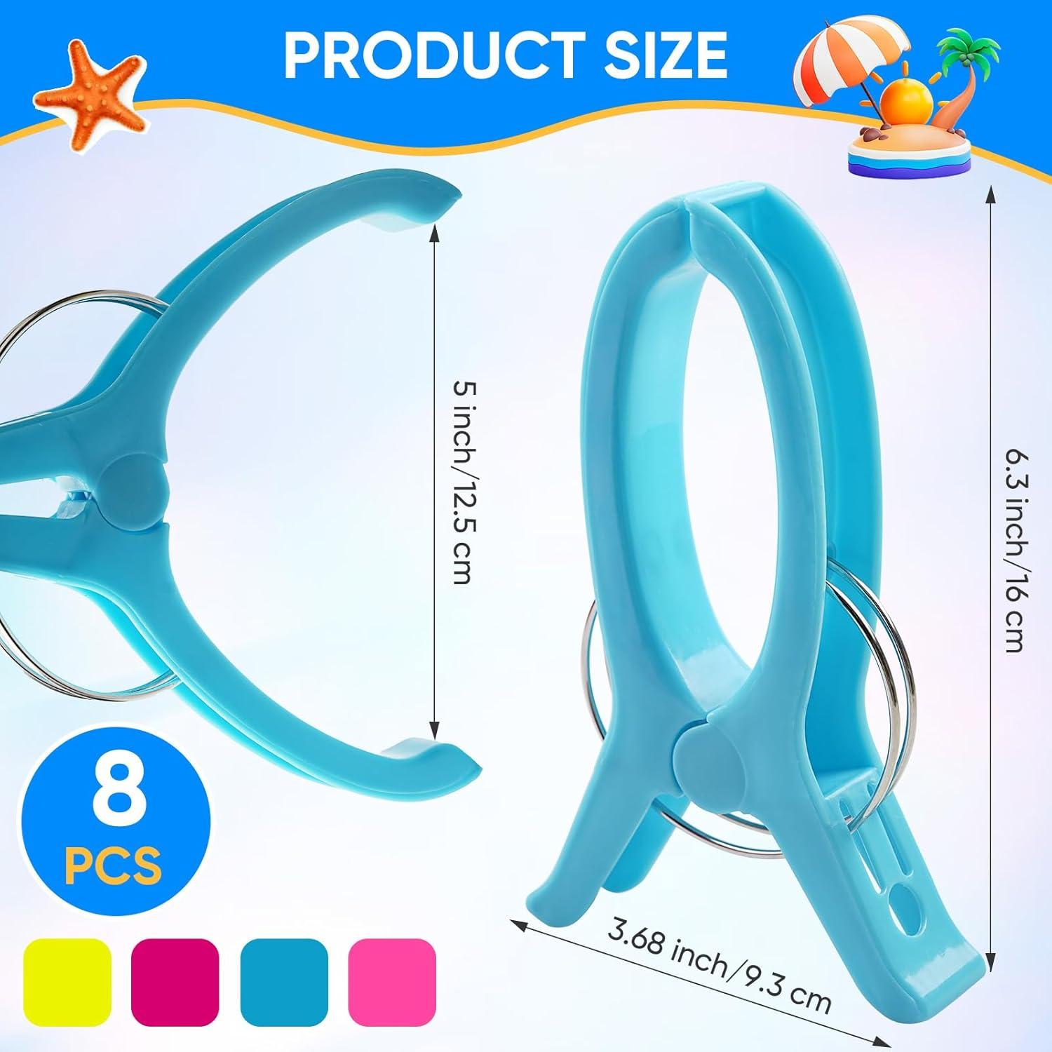 Clips de Toalla de Playa HiGift Jumbo 8 Piezas 16 cm