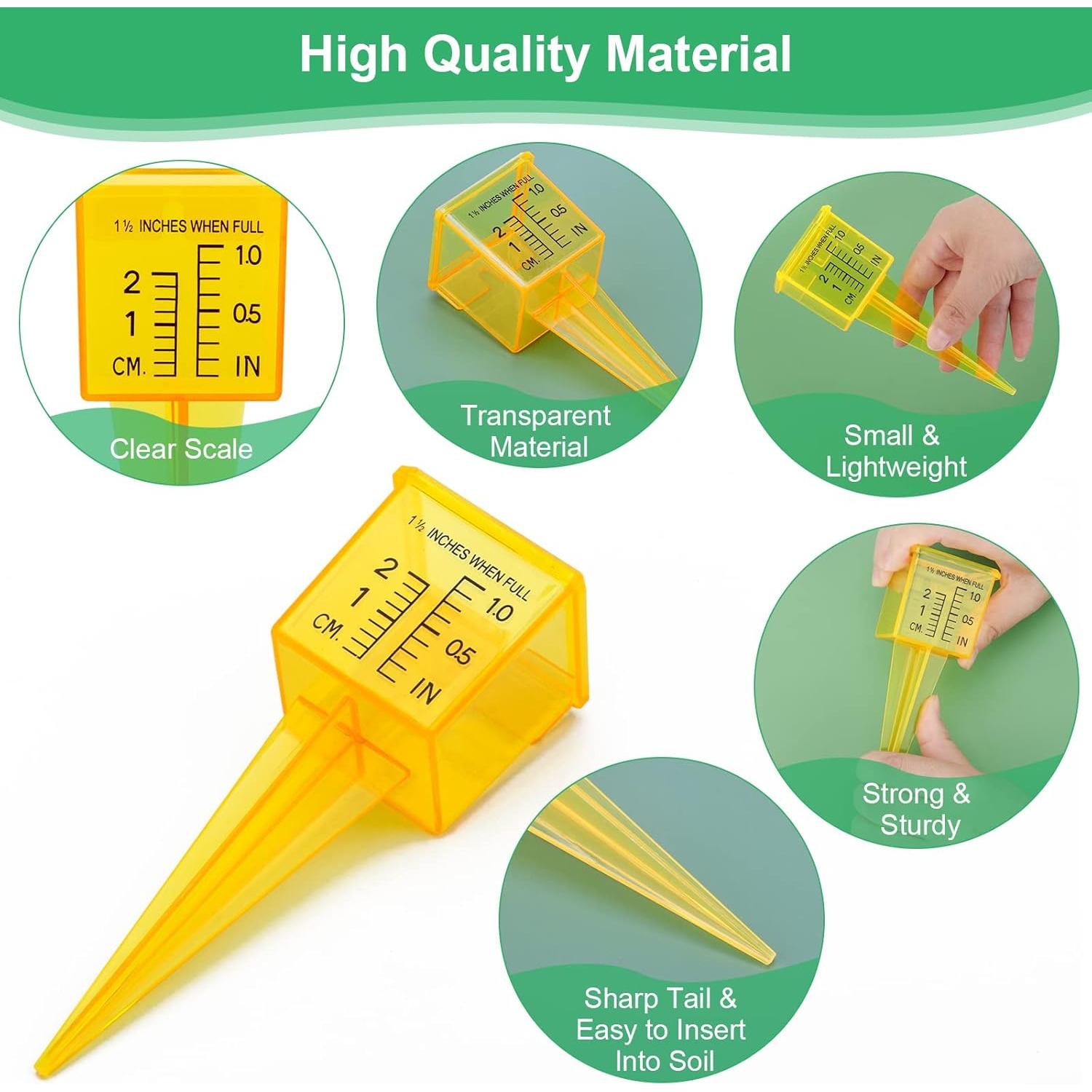 10 Pluviómetros Amarillos AngleKai 13x4.8 cm para Jardín