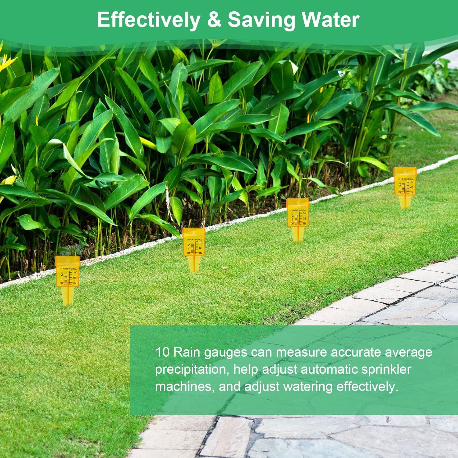 10 Pluviómetros Amarillos AngleKai 13x4.8 cm para Jardín