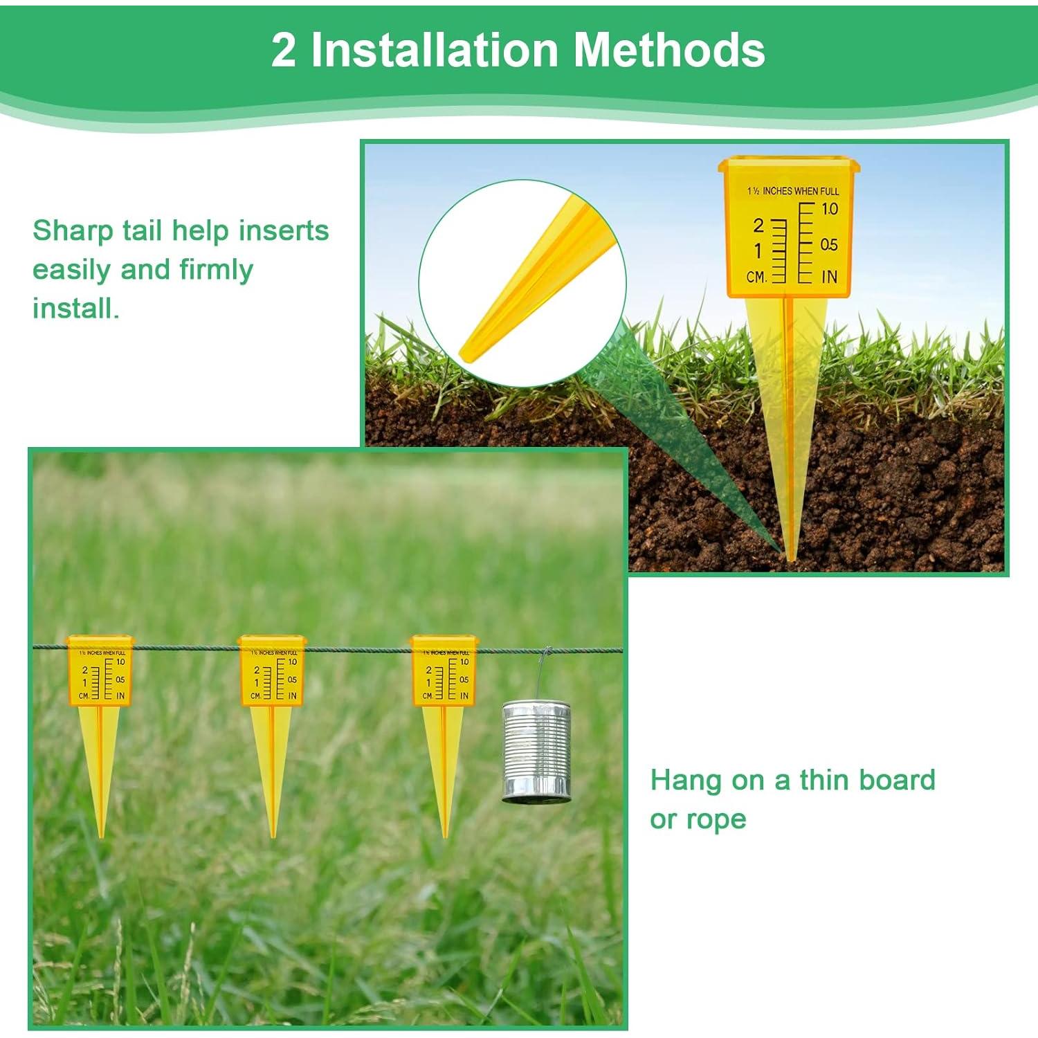 10 Pluviómetros Amarillos AngleKai 13x4.8 cm para Jardín