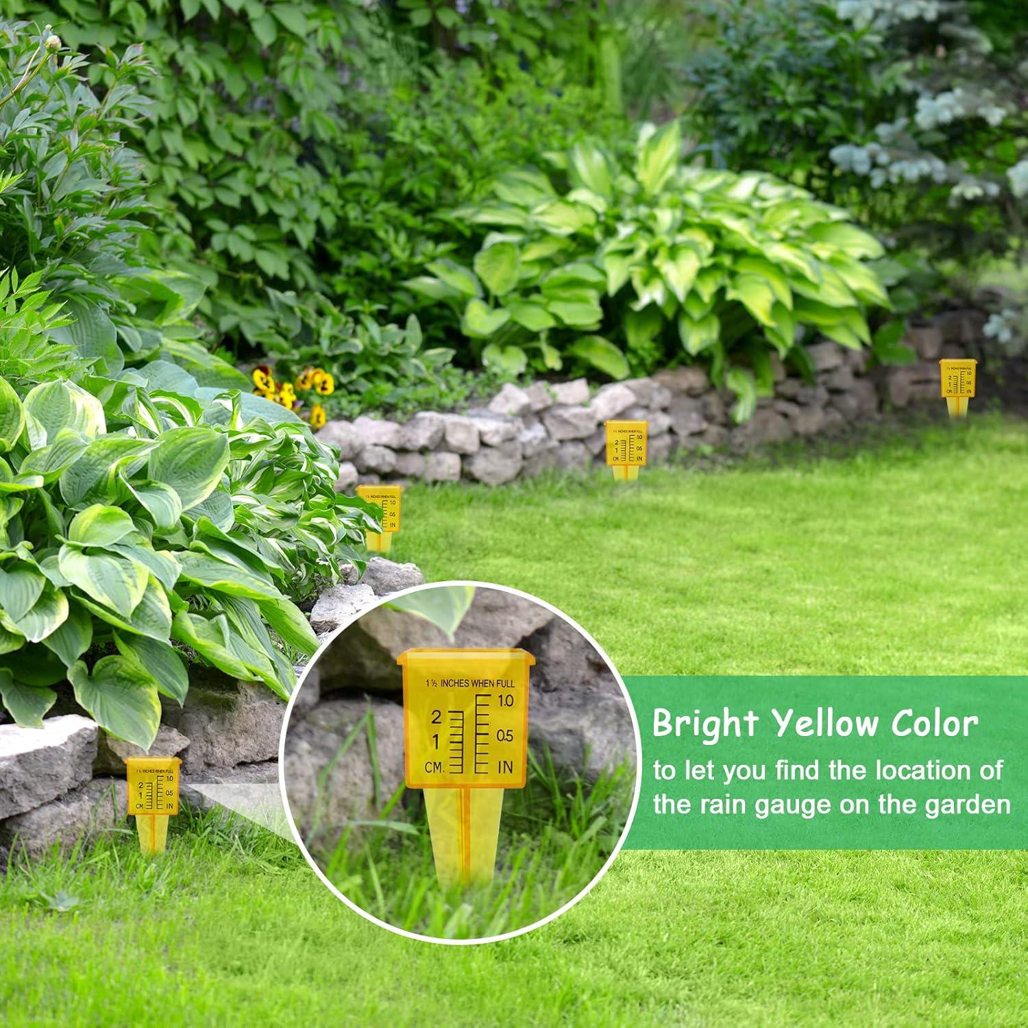 10 Pluviómetros Amarillos AngleKai 13x4.8 cm para Jardín