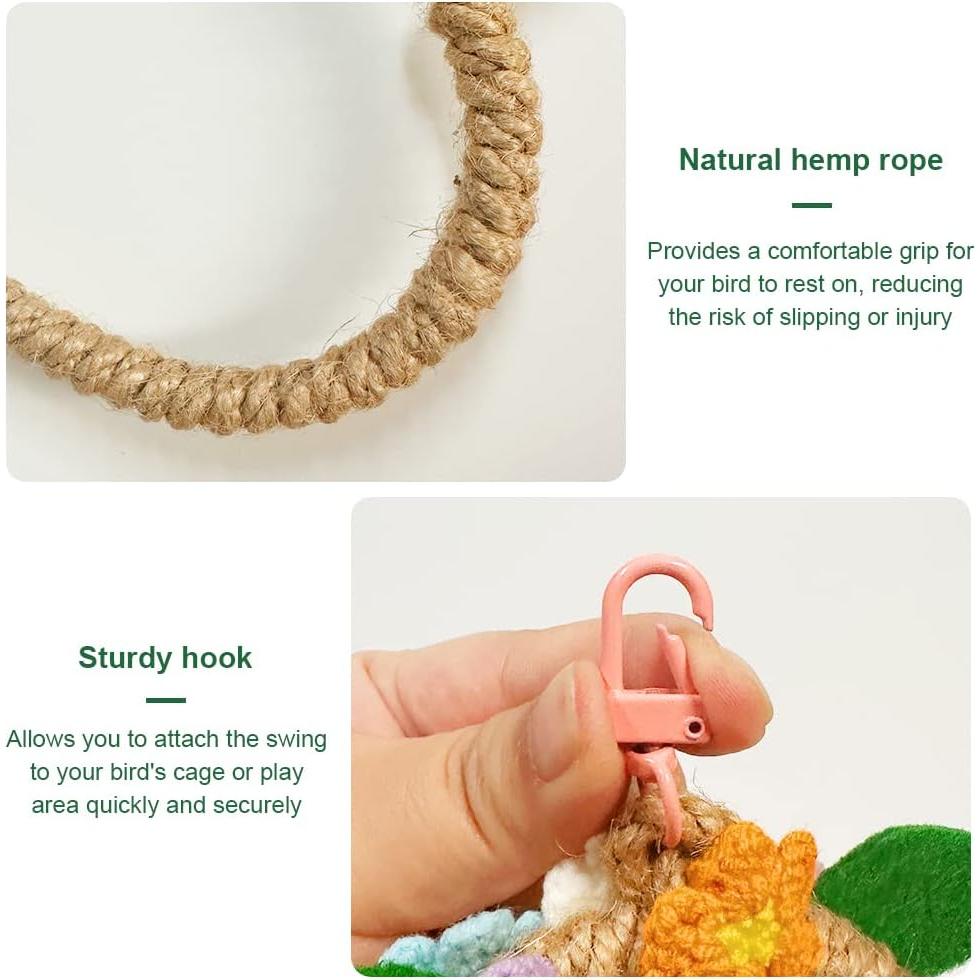Columpio de Cuerda para Aves La La Pet - 16 cm con Gancho