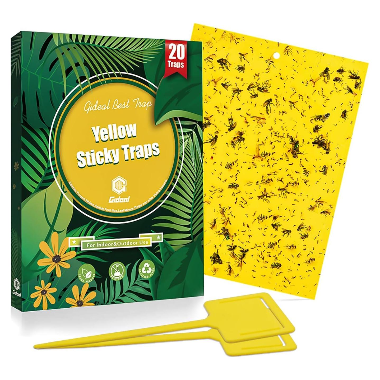 Trampas Adhesivas Amarillas Gideal 20 Piezas 15x20 cm Insectos