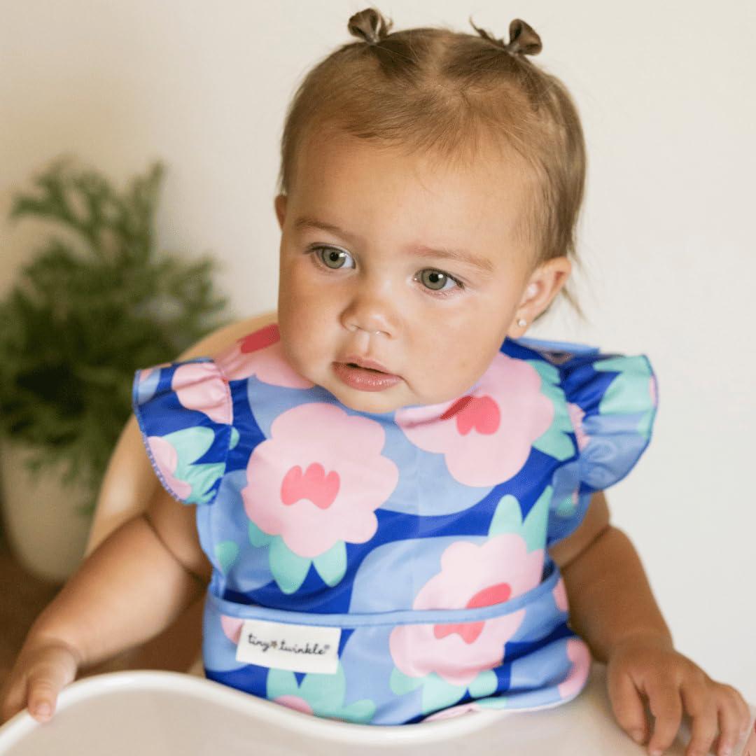 Baberos Tiny Twinkle a Prueba de Desorden 3pk Floral Azul