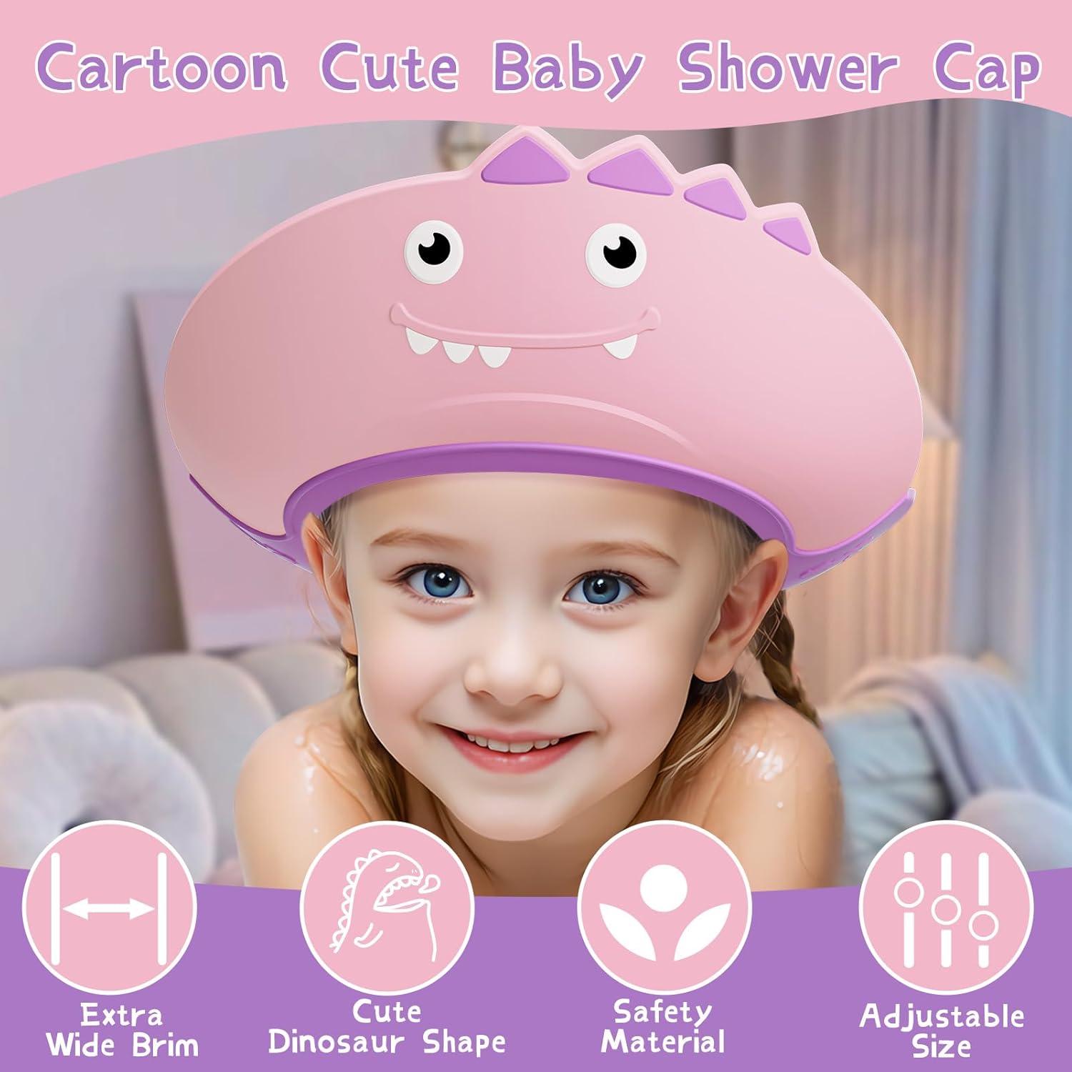 Gorro de Ducha para Bebé Rosa - Silicona Ajustable 1-9 Años