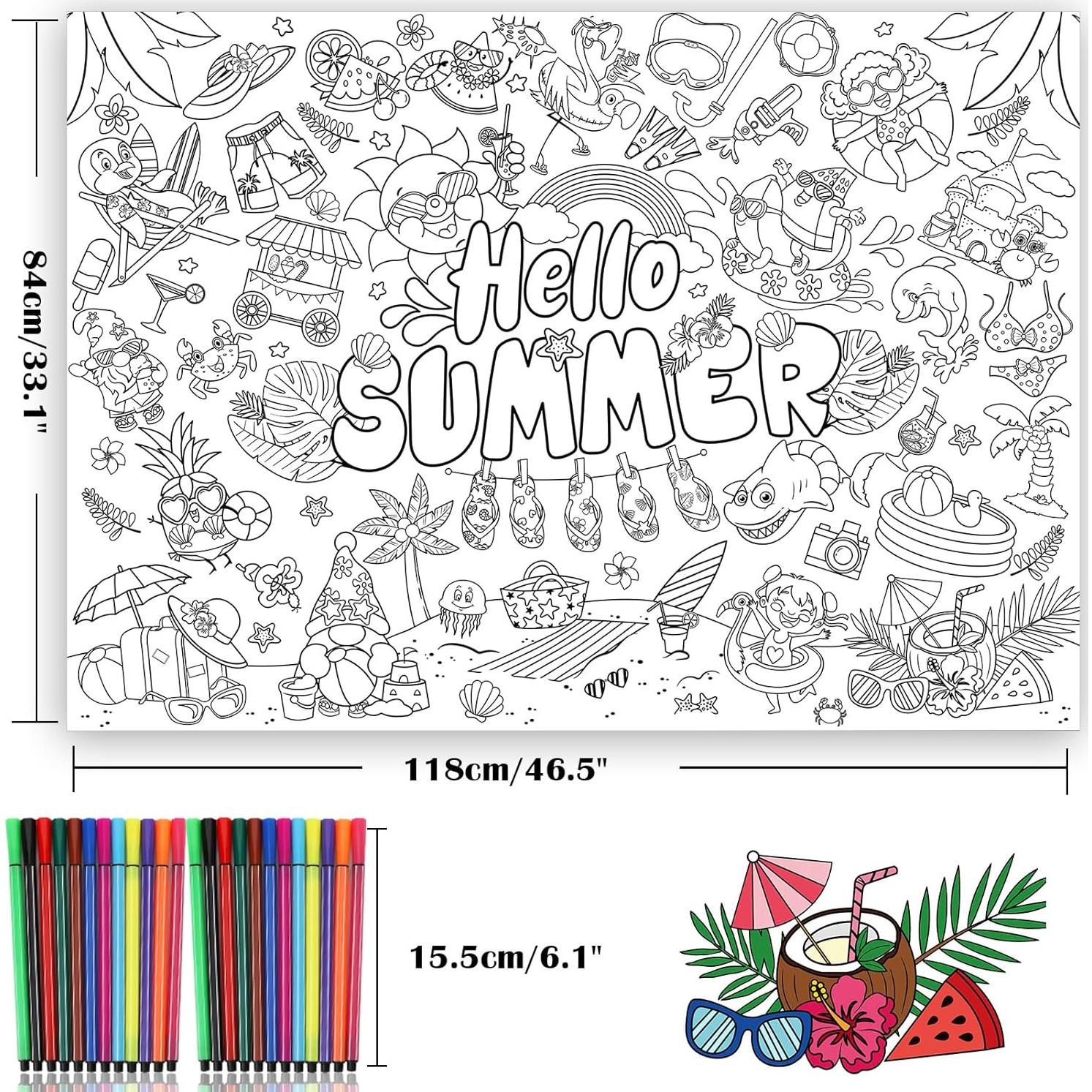 Póster Gigante de Colorear HOWAF Hola Verano 118x84 cm