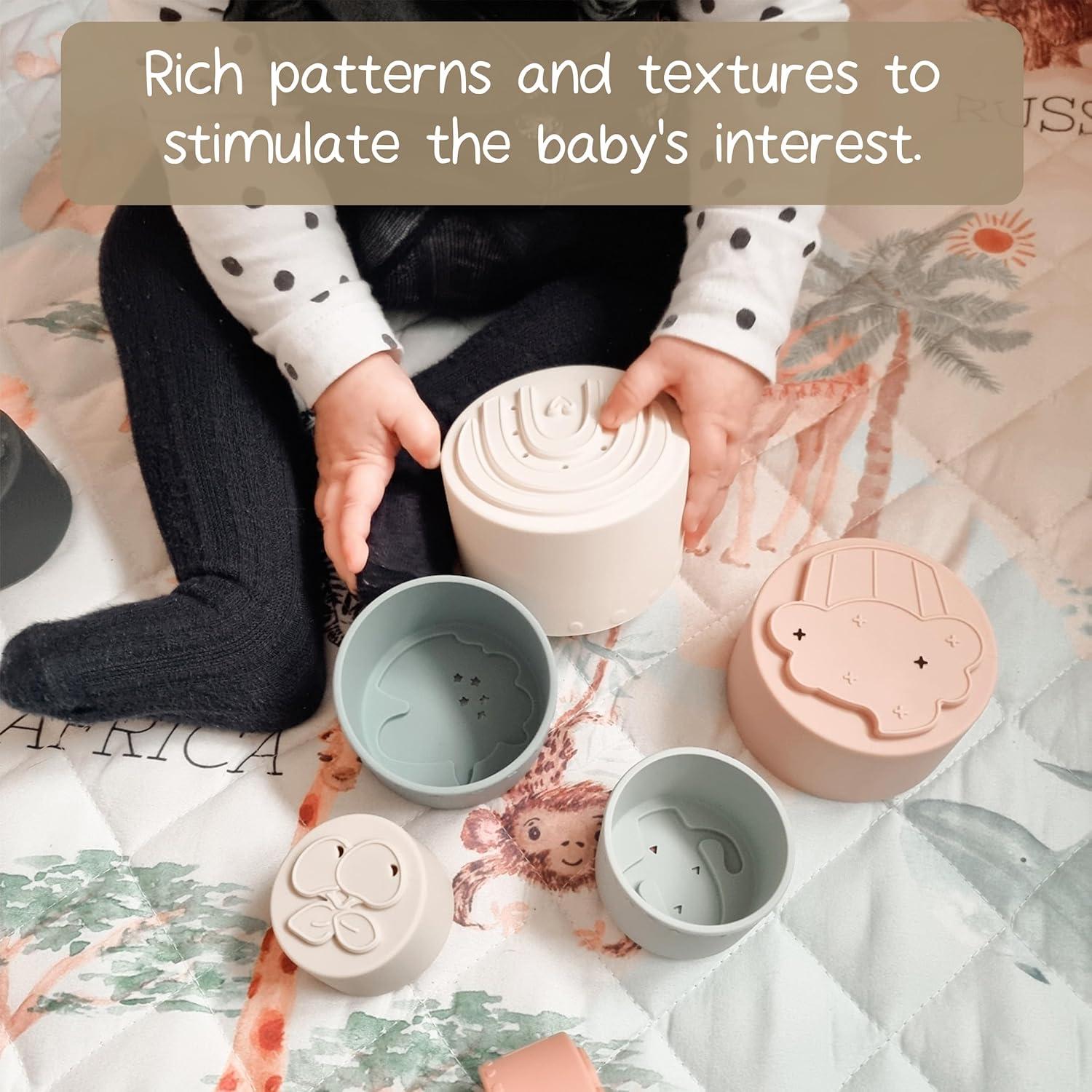 Juguete de Tazas Apilables Moonkie de Silicona para Bebés 7 Piezas