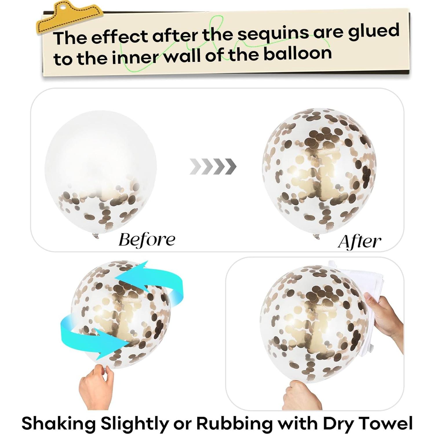 Juego de Globos Beige y Dorado Champán 60 Pcs 30 cm