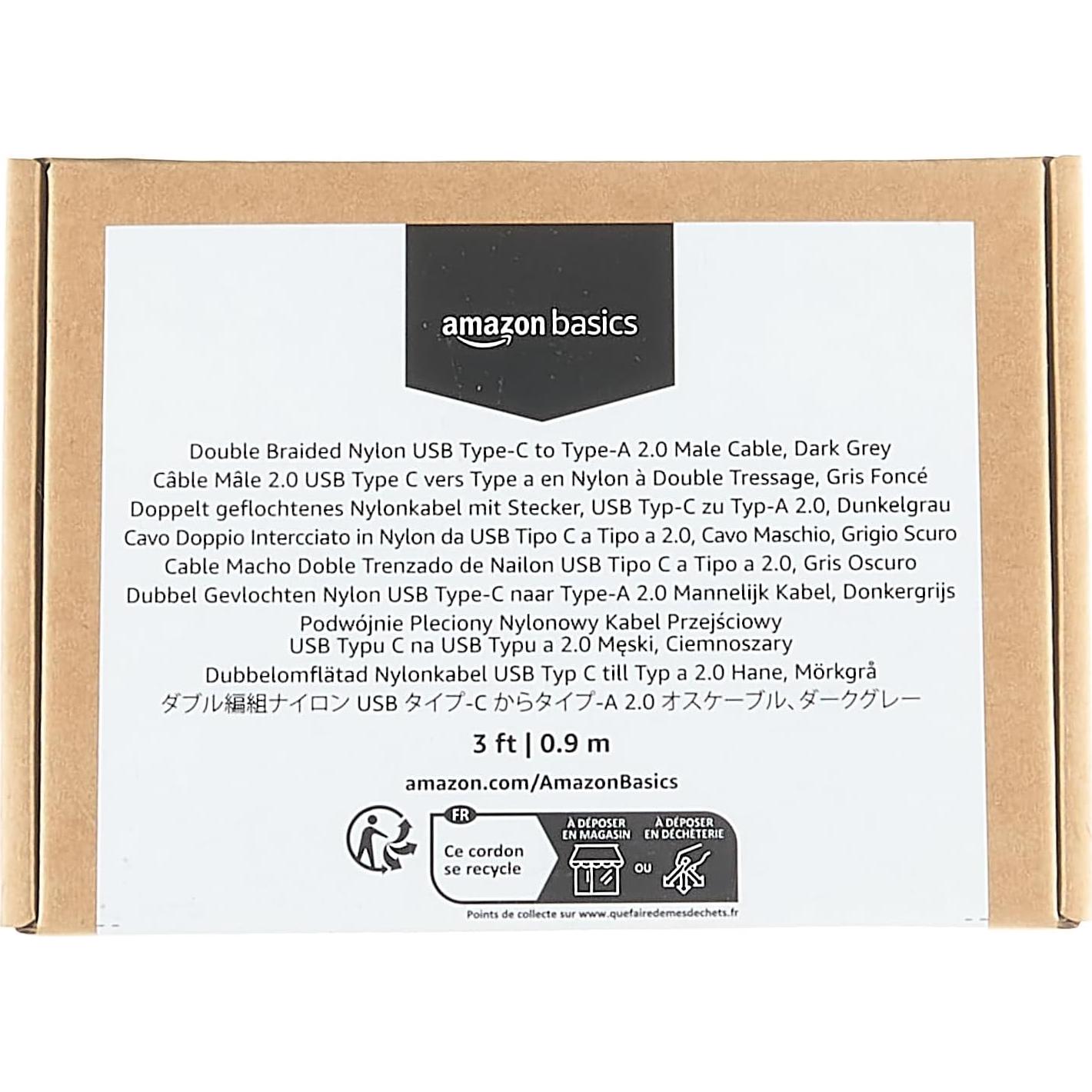 Cable de Carga Rápida USB-C a USB-A Amazon Basics 0.91m