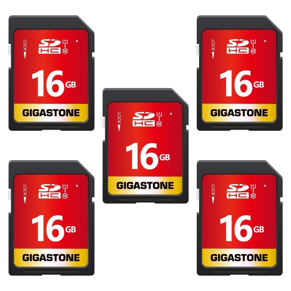 GIGASTONE 16GB Tarjeta SD UHS-I U1 Clase 10 Paquete de 5